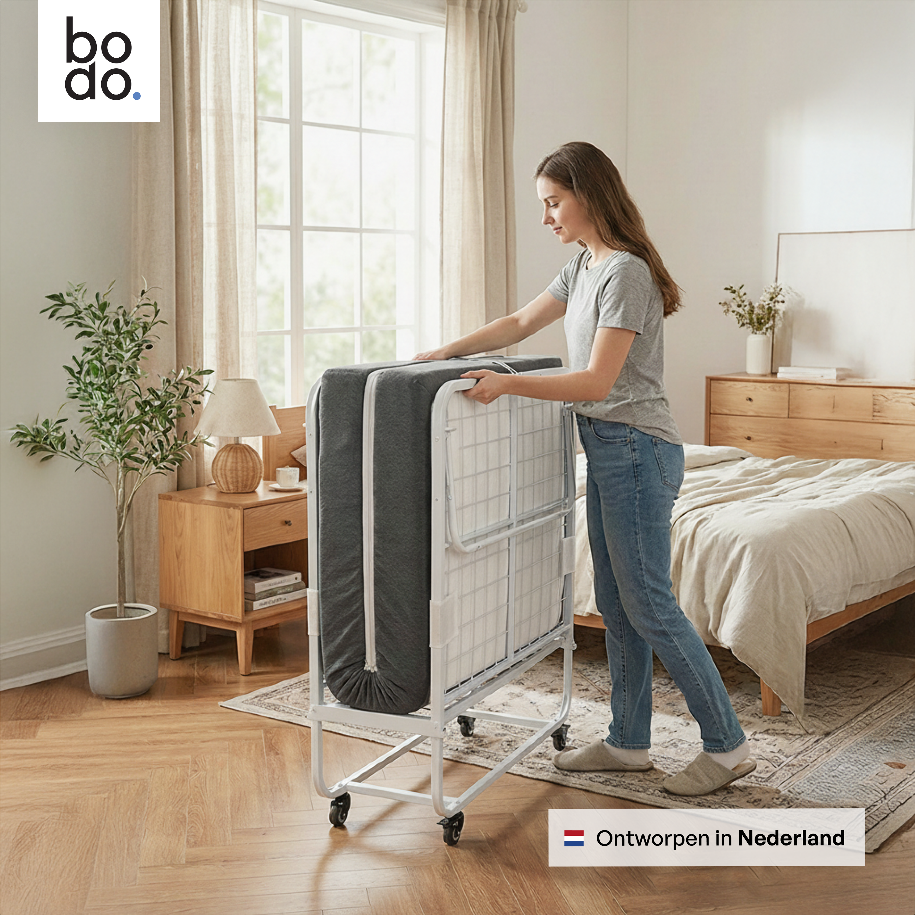 Logeerbed 90×200 met Matras - Vouwbed - Luxe - tot 250 kg - Wit