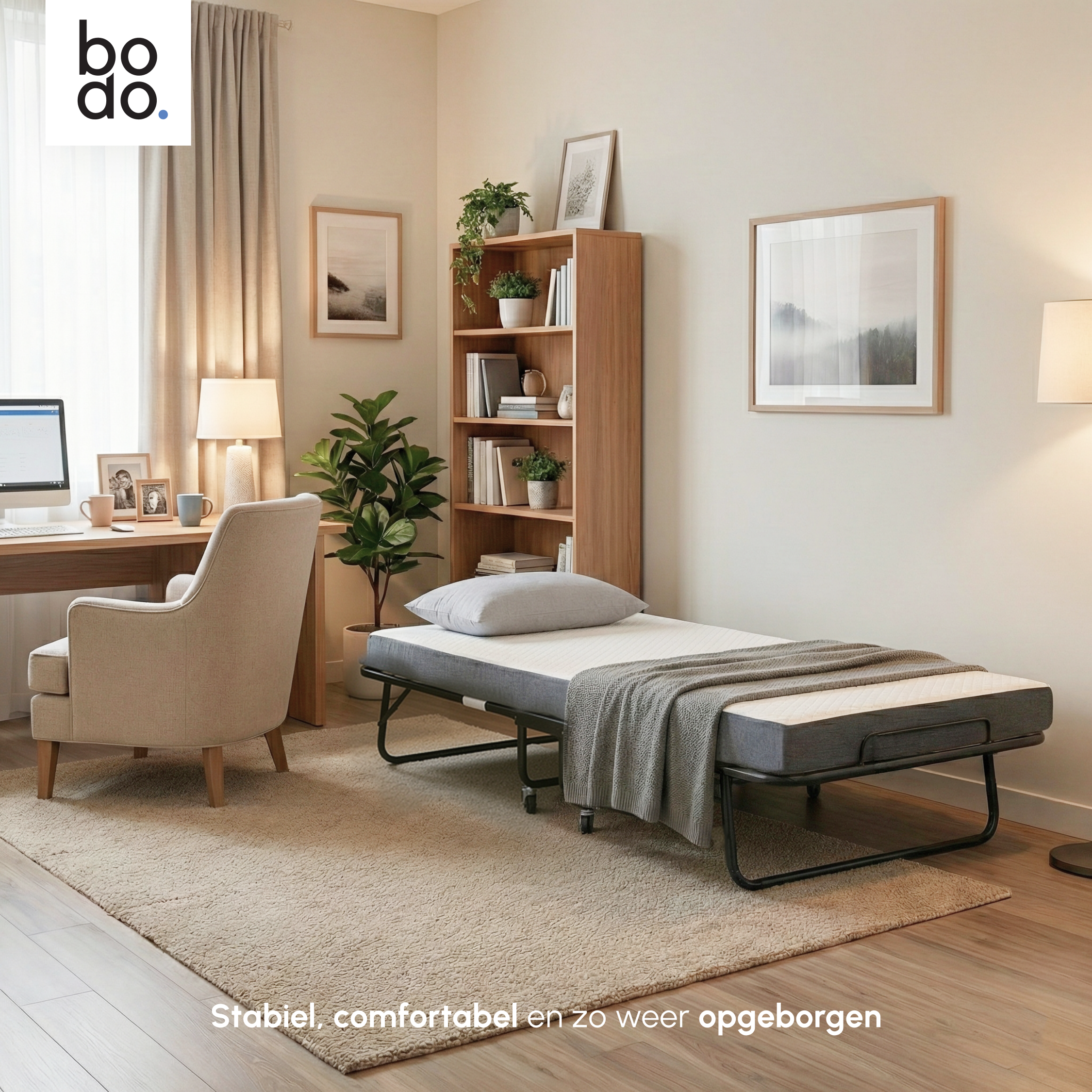 Logeerbed 90×200 met Matras - Vouwbed - Luxe - 250 kg - Zwart