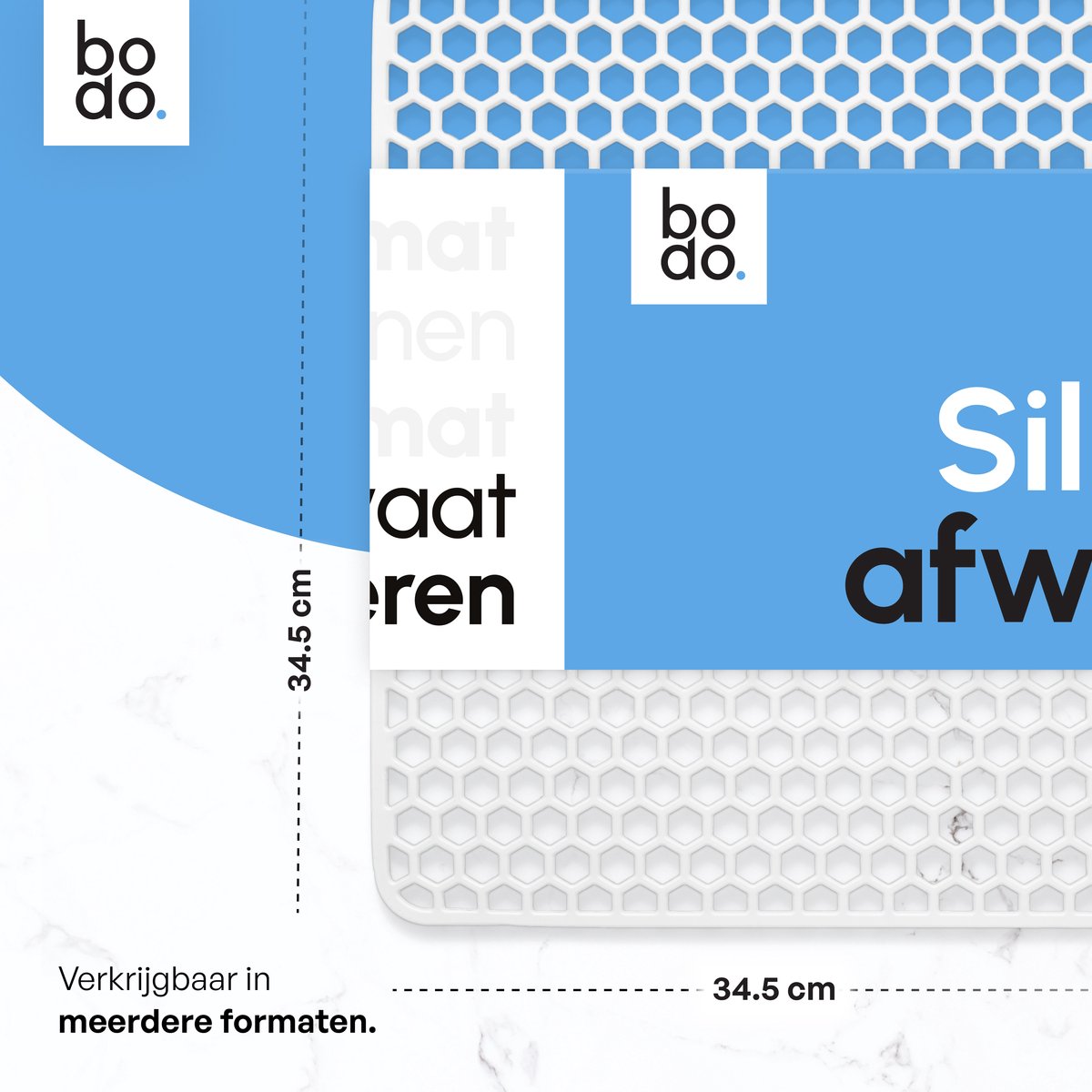 Gootsteenmat - Vierkant - Onderzetter - Wit - 34.5 x 34.5 cm