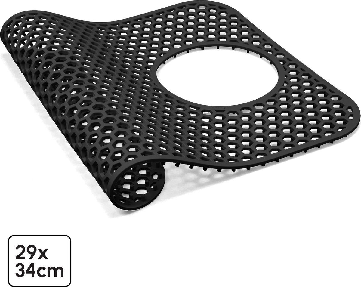 Gootsteenmat - Rechthoekig - Zwart - 34 x 29 cm