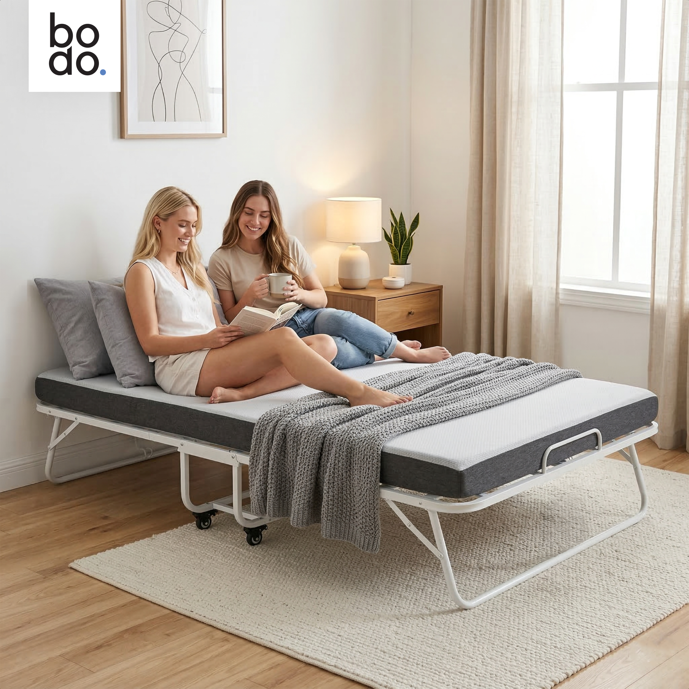 Logeerbed 120×200 met Matras - Vouwbed - Luxe - tot 250 kg - Wit