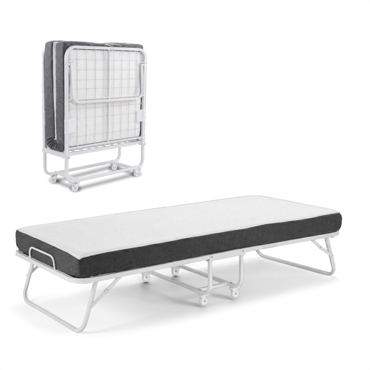 Logeerbed 80×200 met Matras - Vouwbed - Luxe - 250 kg - Wit