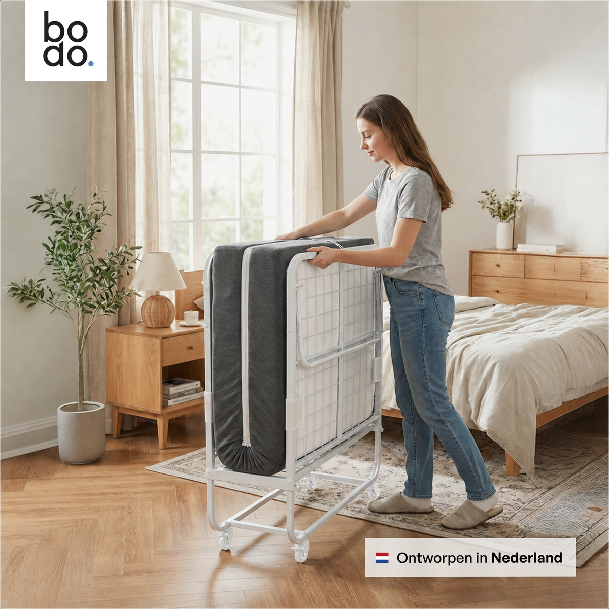 Logeerbed 80×200 met Matras - Vouwbed - Luxe - 250 kg - Wit