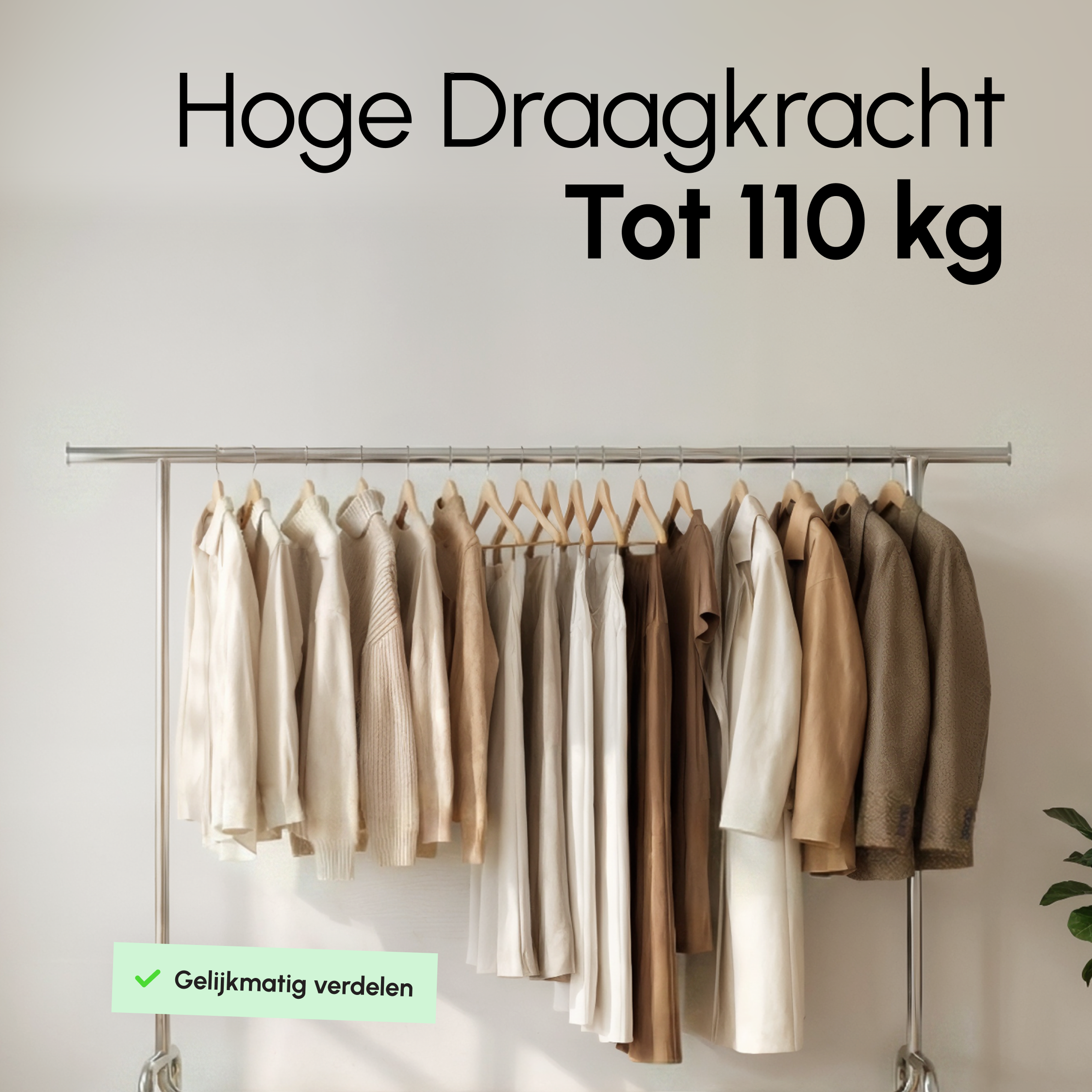 Kledingrek op Wieltjes - Extra Breed - Stalen Kledingstang - Zilver