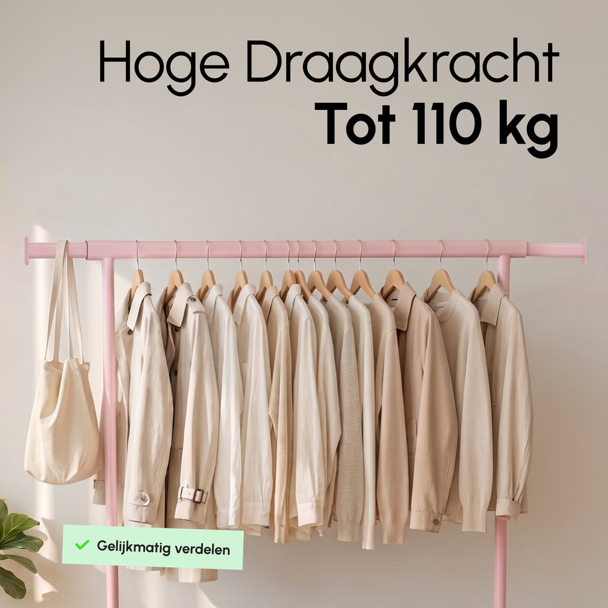 Kledingrek op Wieltjes - Stalen Kledingstang - Opbergruimte - Roze