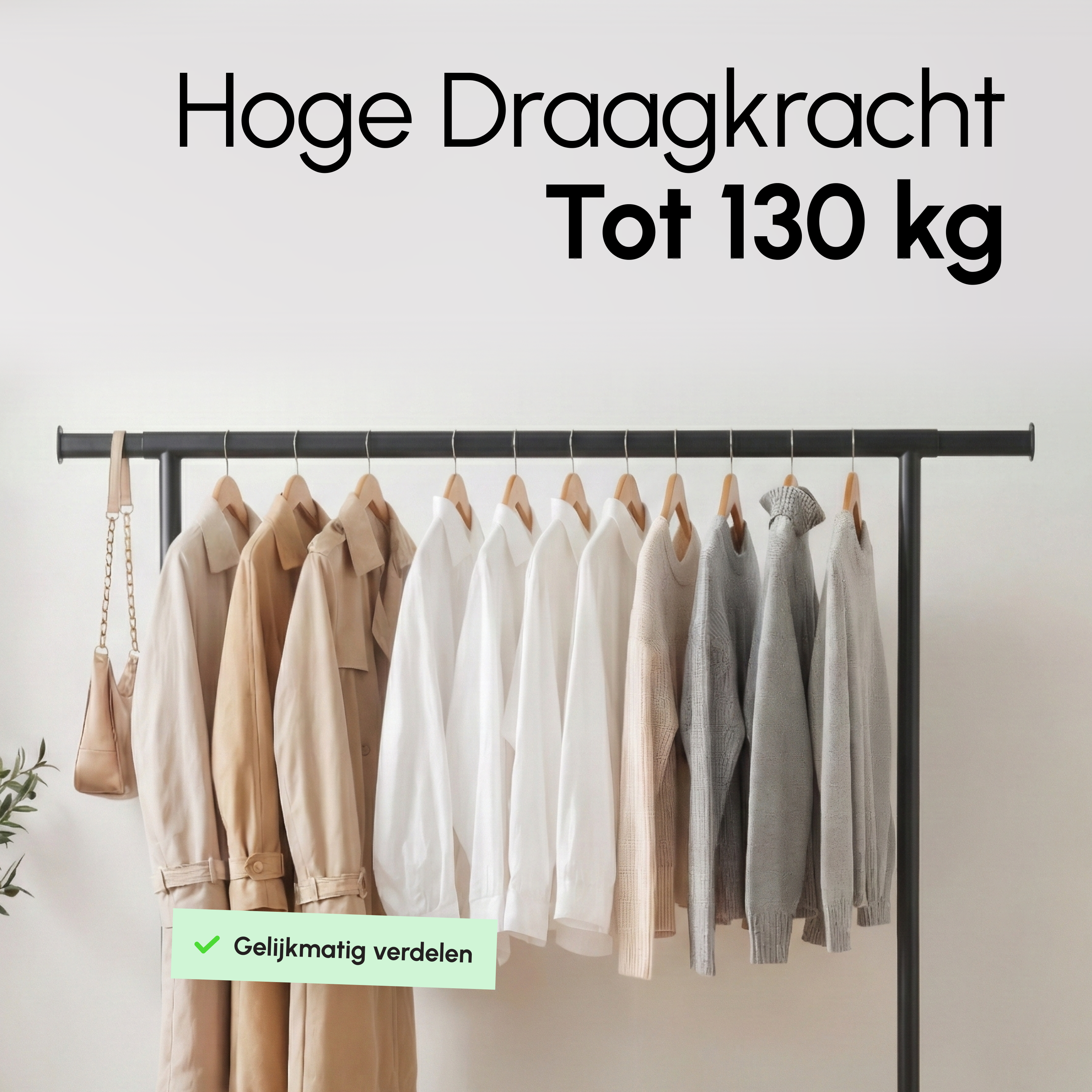 Kledingrek op Wieltjes - Stalen Kledingstang - 130 kg - Zwart
