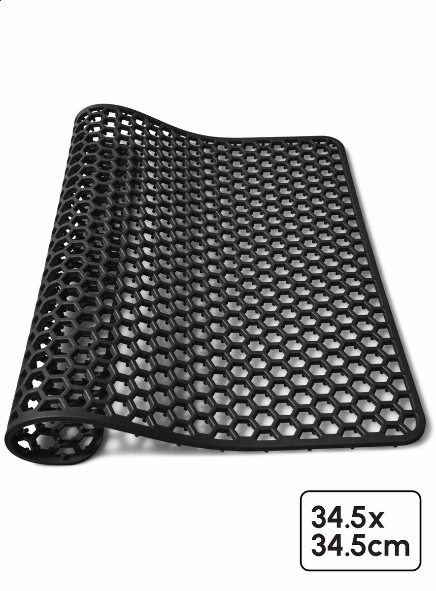 Gootsteenmat - Vierkant - Onderzetter - Zwart - 34.5 x 34.5 cm
