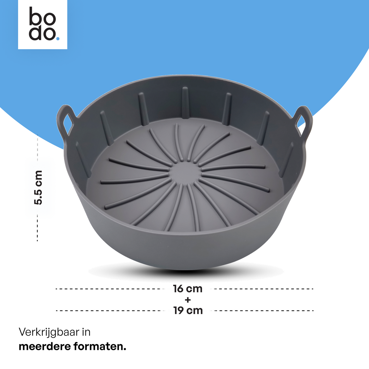 Bodo® Airfryer Basket - Airfryer Accessories - 16 & 19 cm - Grey