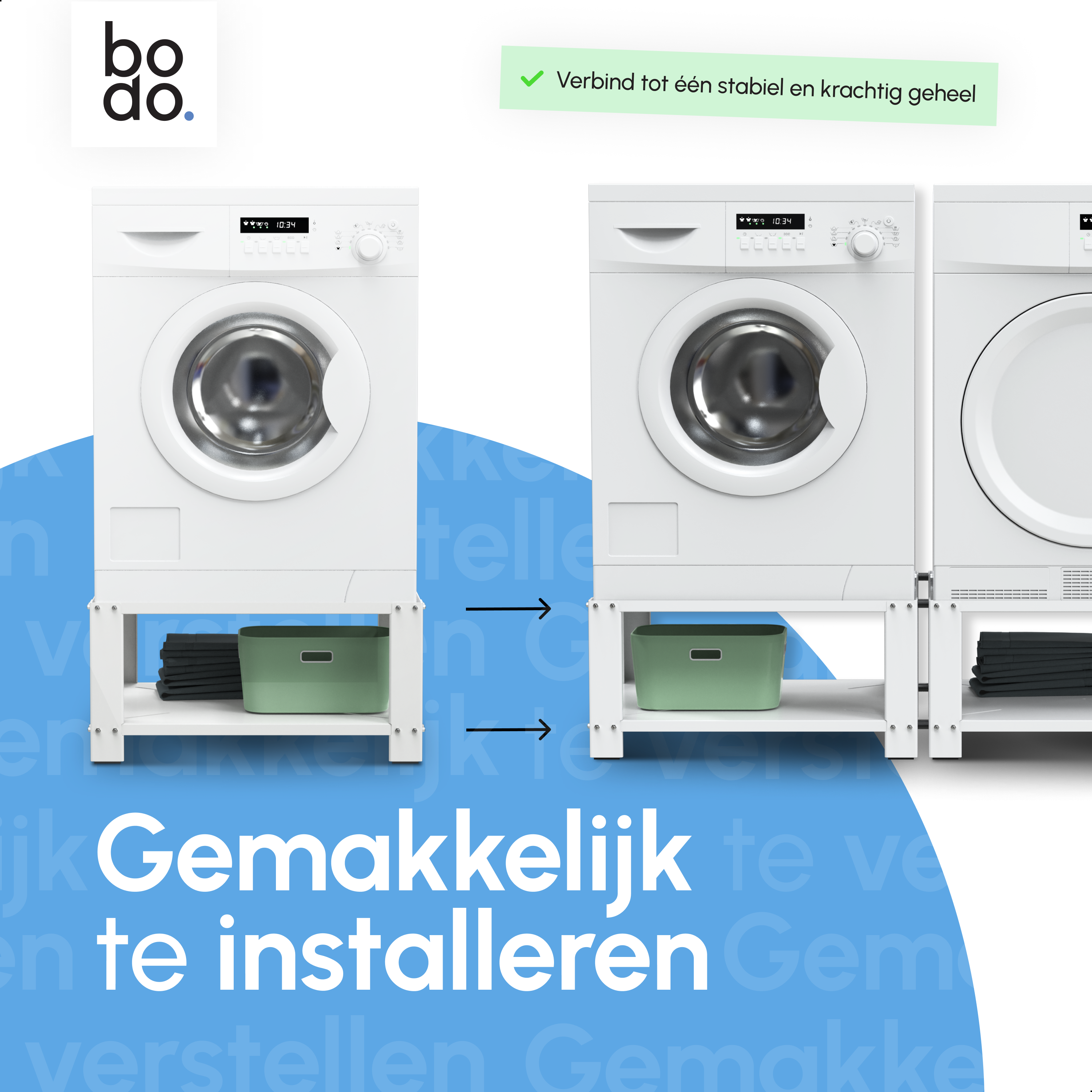 Wasmachine Verhoger connectieset - Wit - voor WV52 - WV53 - WVH53