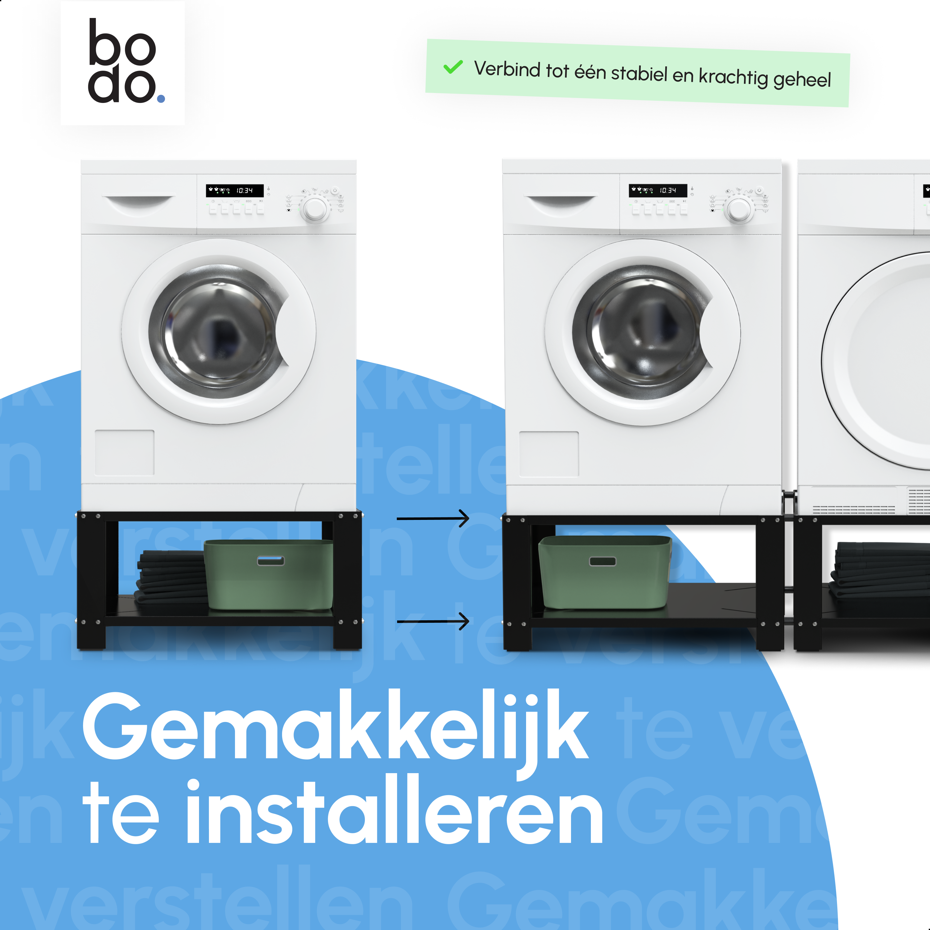 Wasmachine Verhoger connectieset - Zwart - voor WV52 - WV53 - WVH53