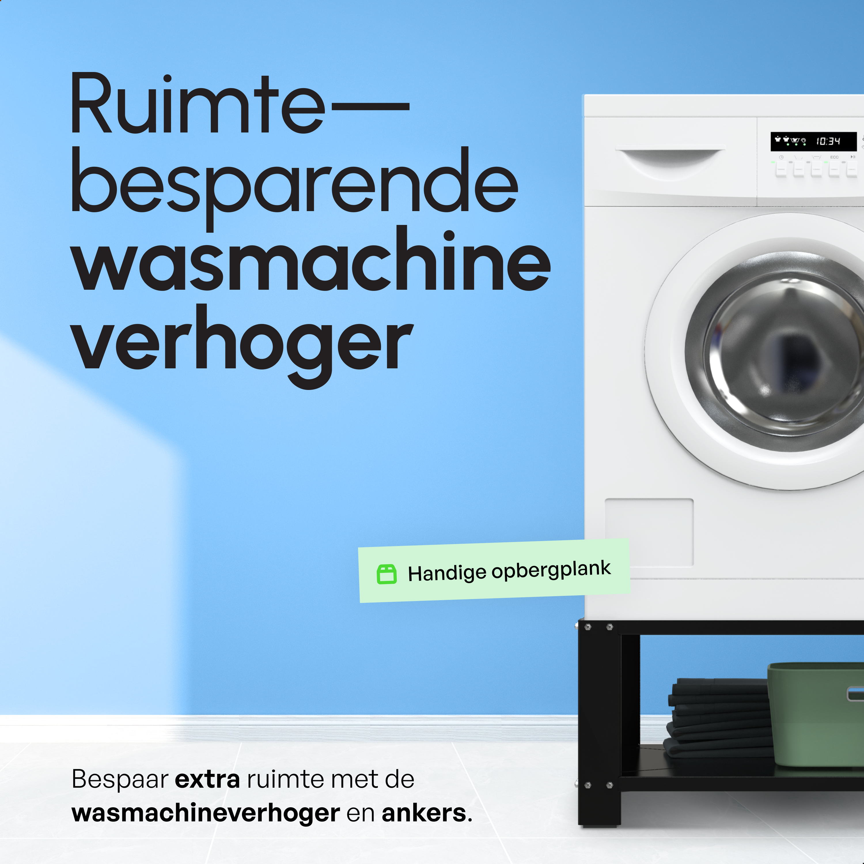 Muuranker set Zwart - voor Wasmachine Verhoger