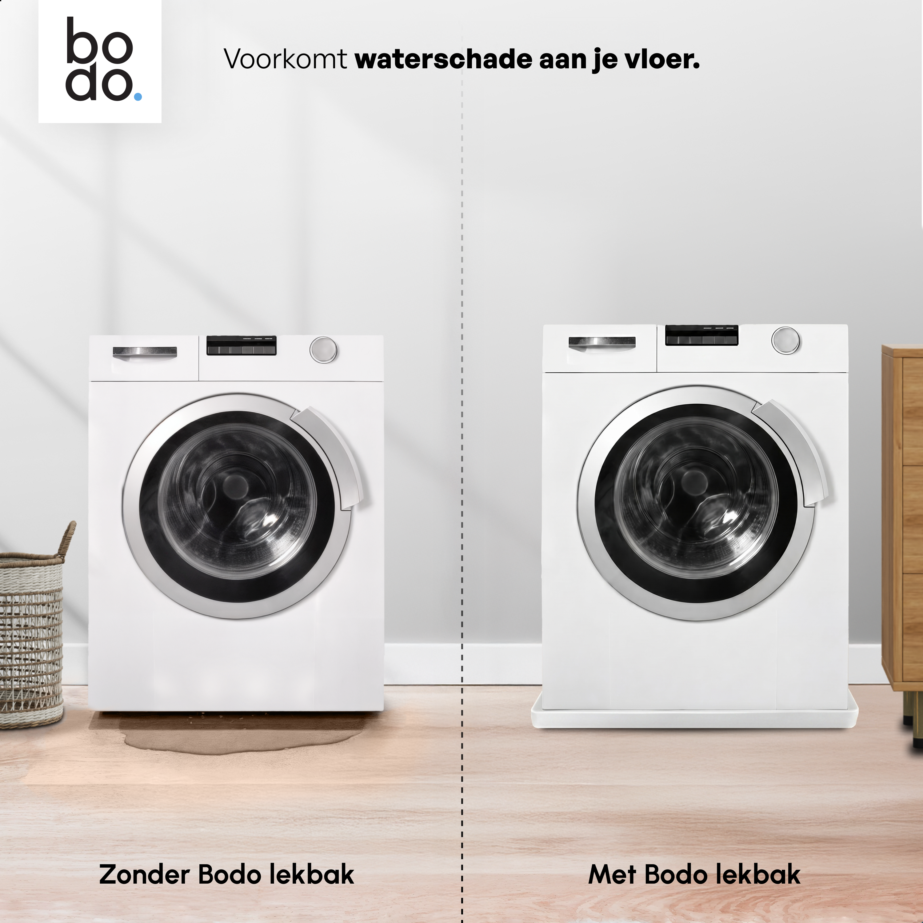 Lekbak Wasmachine - Opvangbak tegen lekkage - Siliconen - 65x60x3 cm - Wit