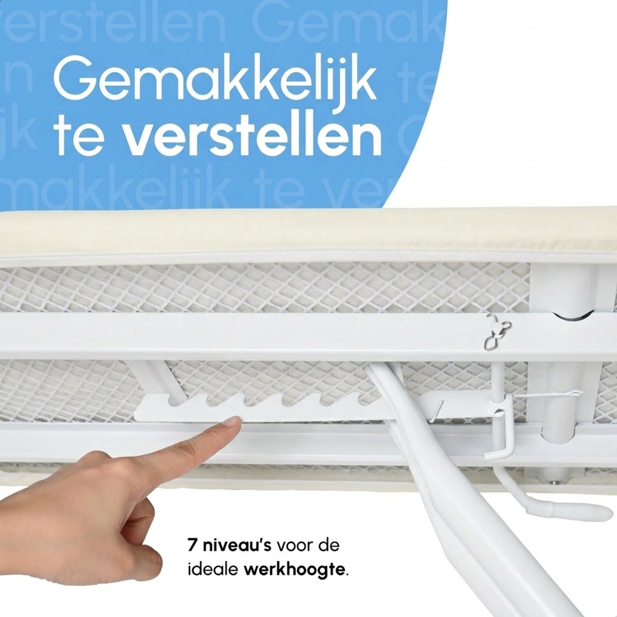 Strijkplank Smal - Verstelbaar - 109x33 cm - Ascend Slim - Crème