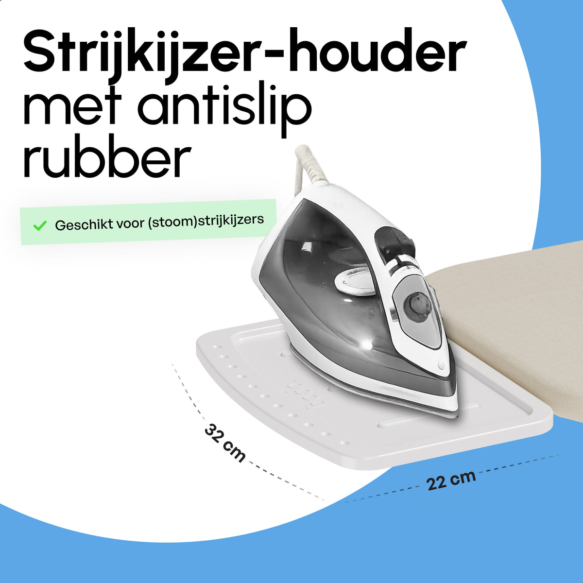 Strijkplank Smal - Verstelbaar - 109x33 cm - Ascend Slim - Crème