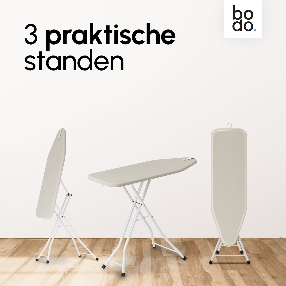 Strijkplank 135x46 cm - Verticaal Stomen - Ascend Flex - Crème