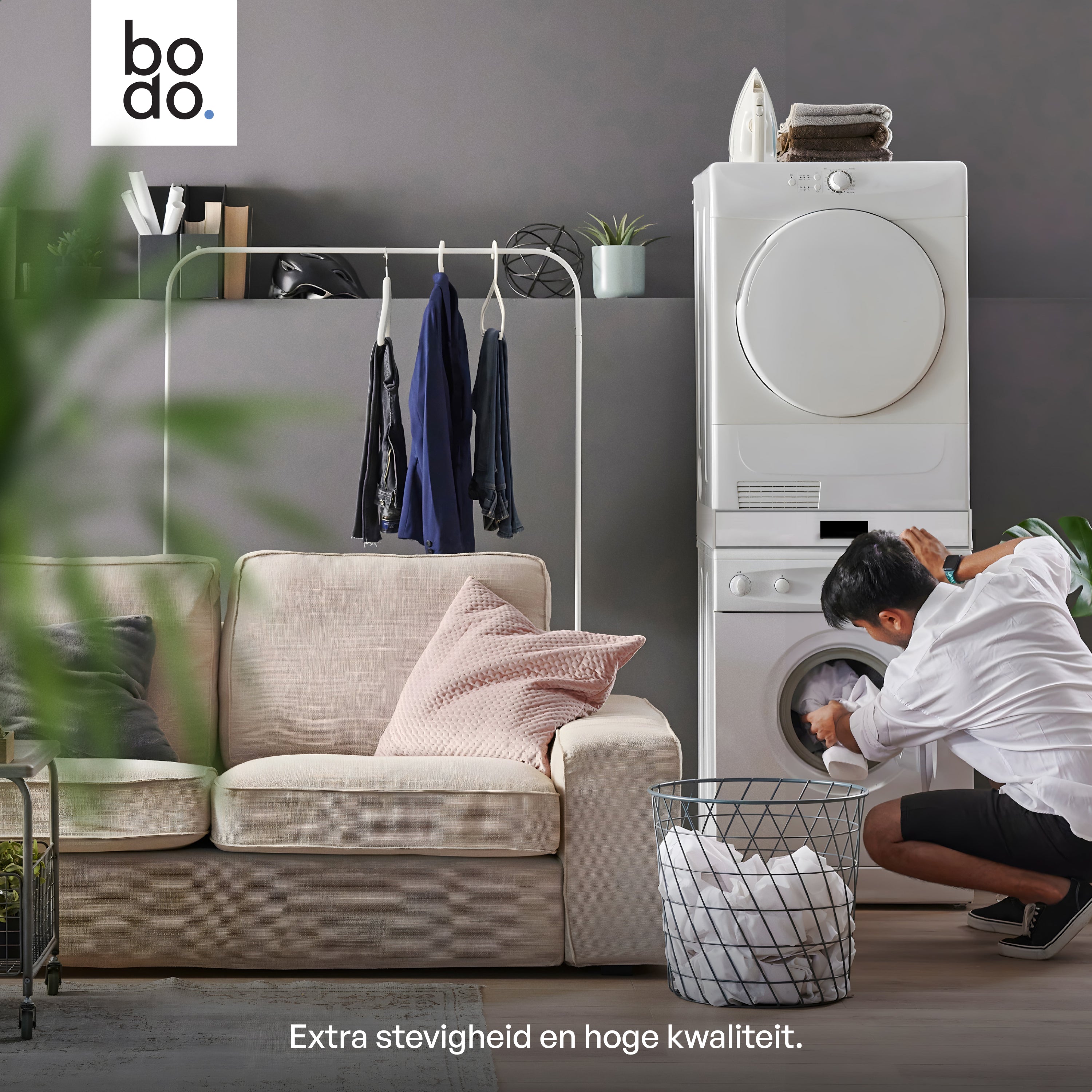 Stapelkit met Opberglade - Wasmachine en Droger - Wit