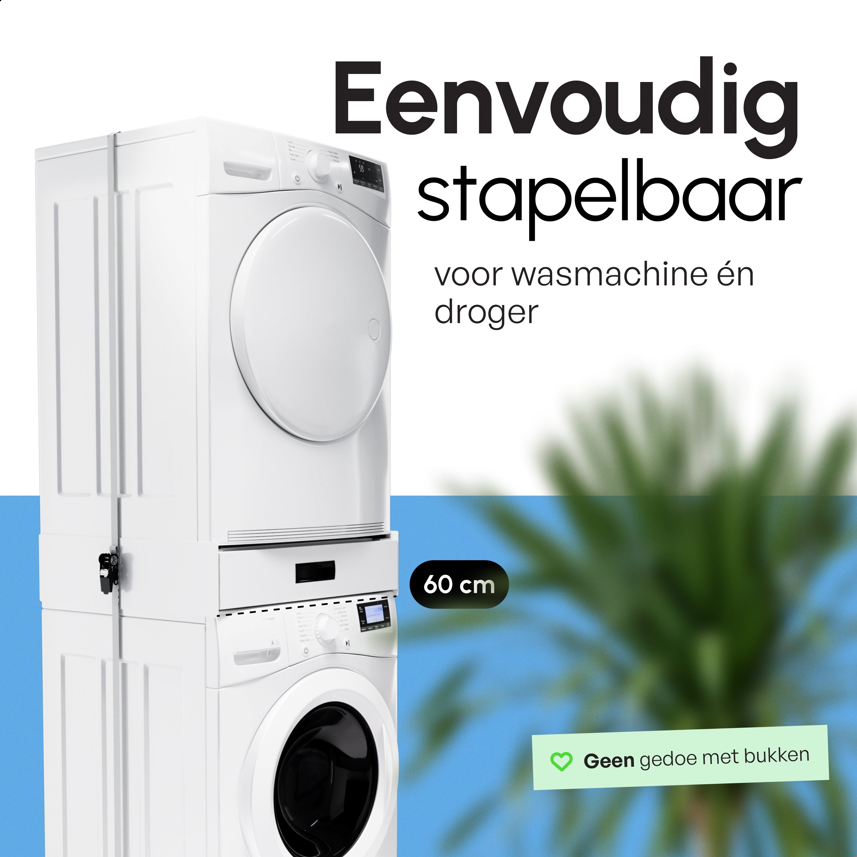 Stapelkit met Opberglade - Wasmachine en Droger - Wit