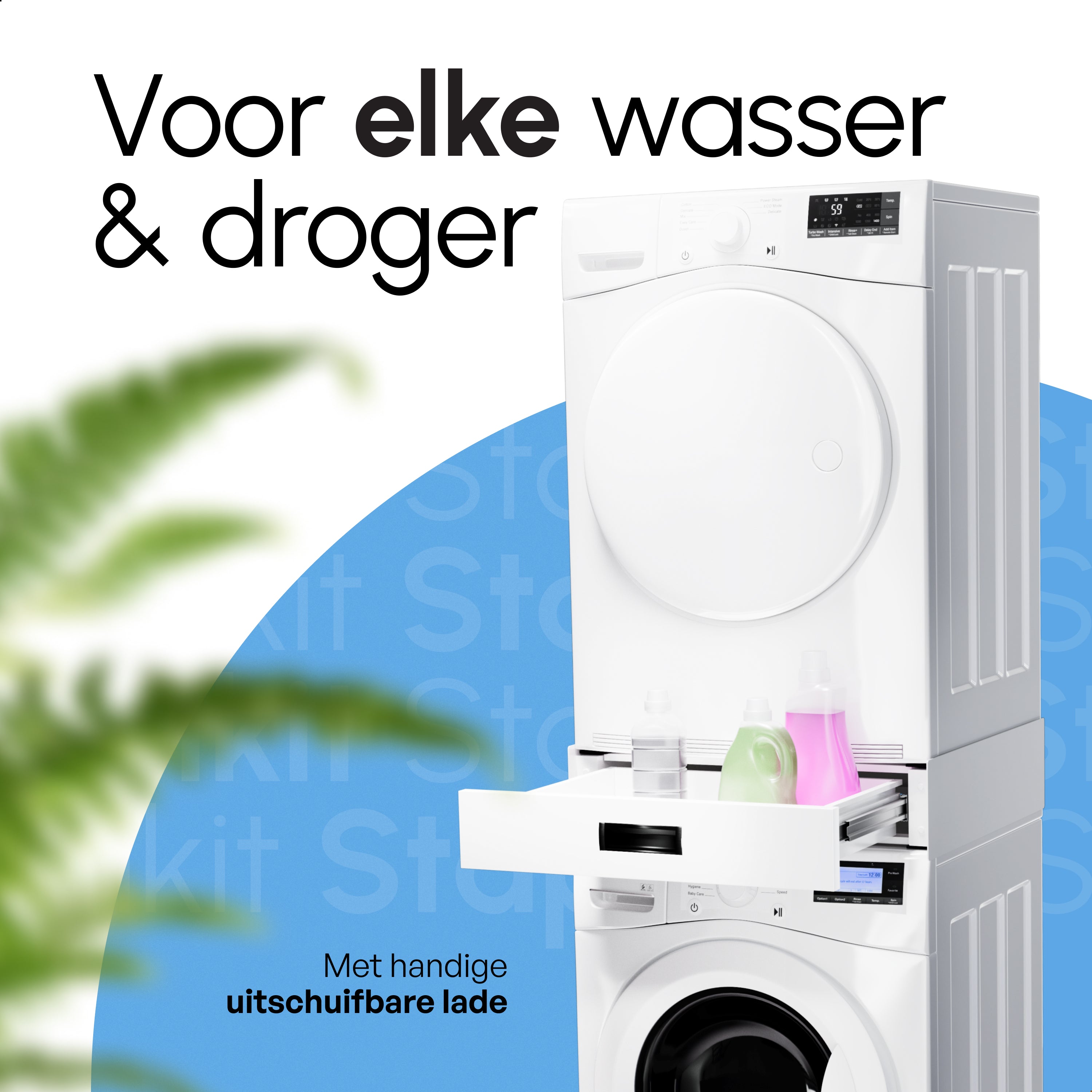 Stapelkit met Opberglade - Wasmachine en Droger - Wit