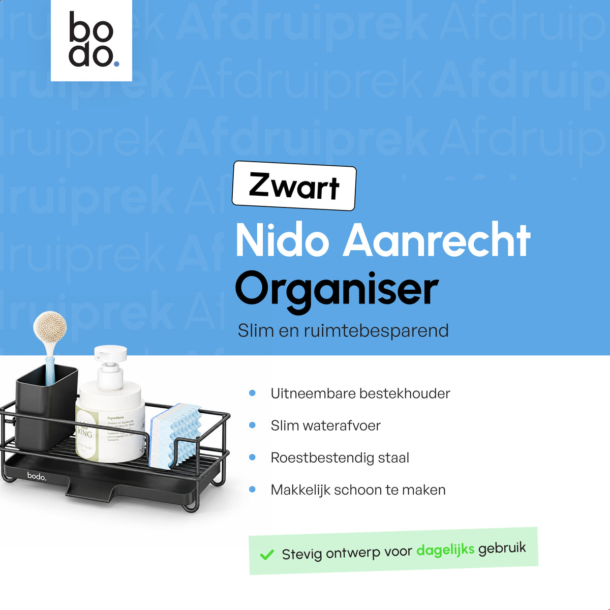 Afdruiprek - Gootsteen Organizer - Nido - Zwart