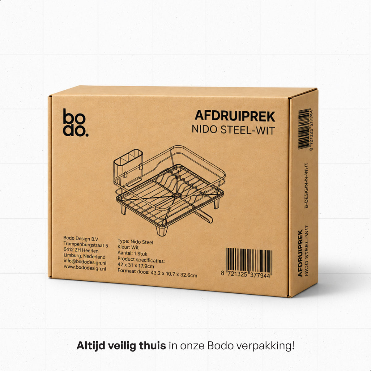 Afdruiprek - Met Lekbak - Nido Steel - Wit