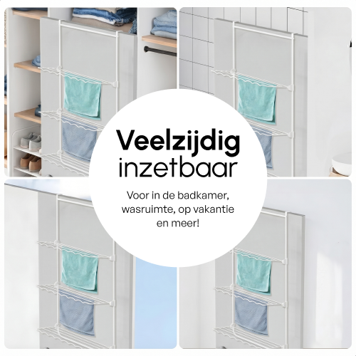 Droogrek Hangend - 10m - Ophangbaar aan Deur of Wand - Wit