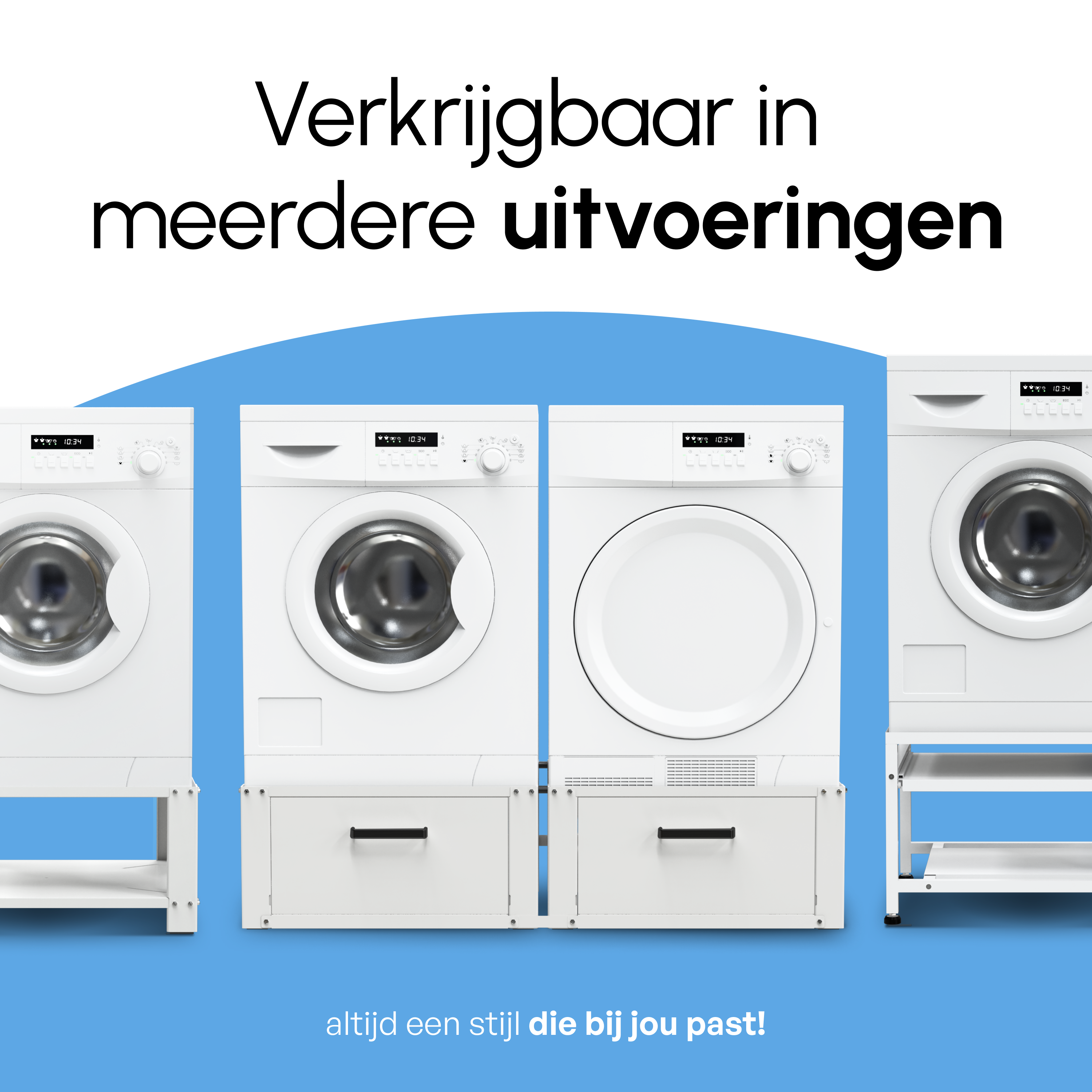 Wasmachine Verhoger - Dubbele Verhoger Met Opberglade - Wit