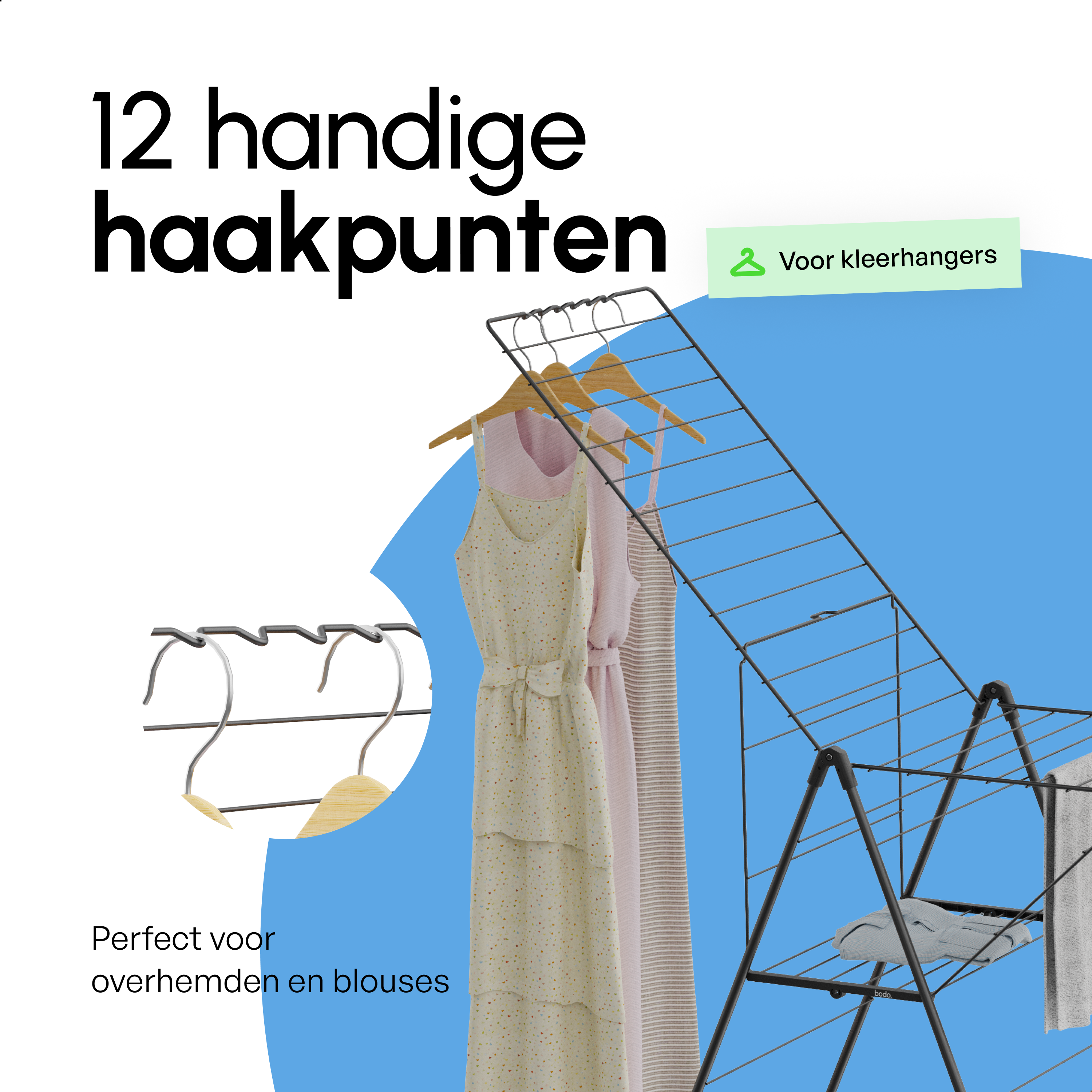 Inklapbaar Droogrek met Zijvleugels - 27m Drooglengte - Zwart