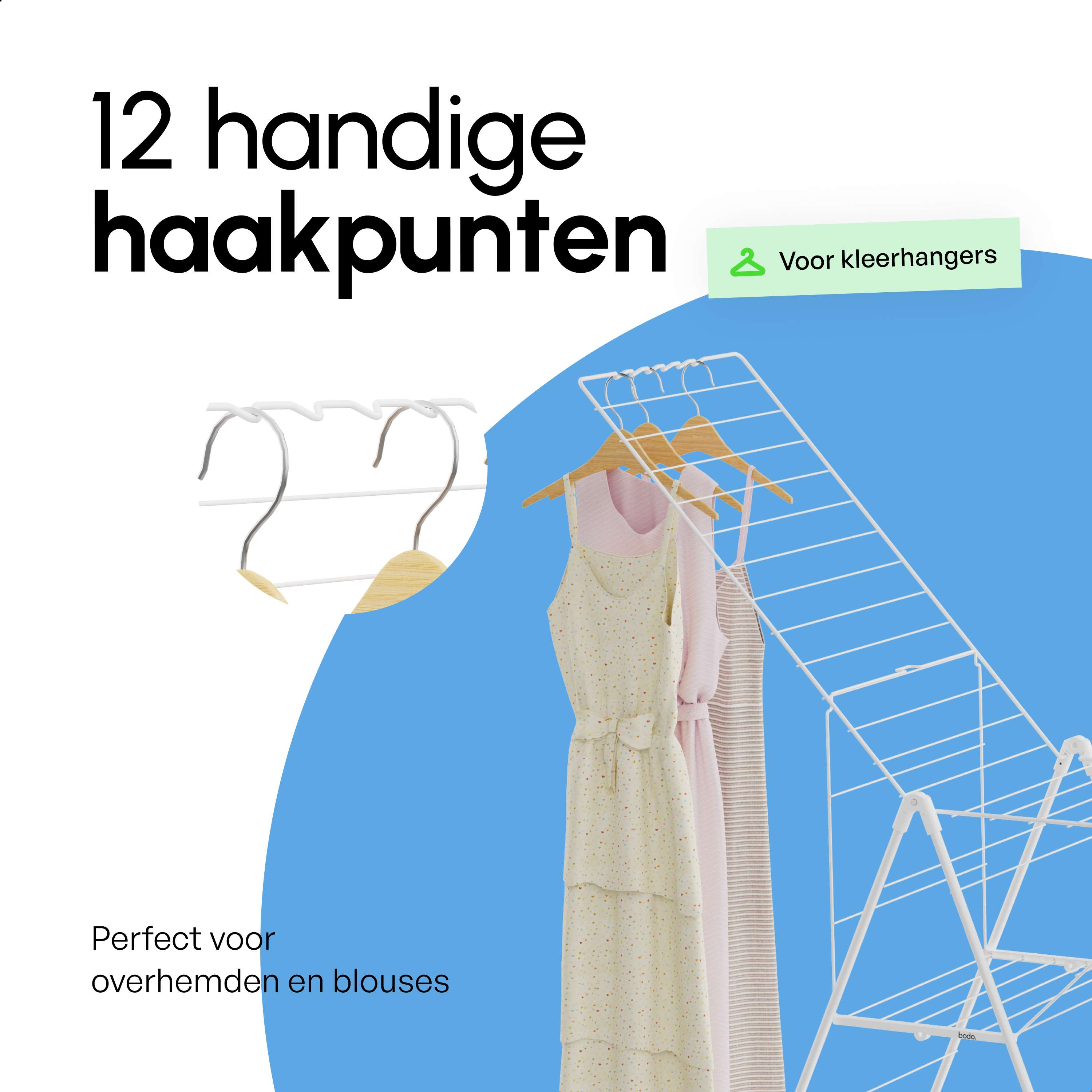Inklapbaar Droogrek met Zijvleugels - 27m Drooglengte - Wit