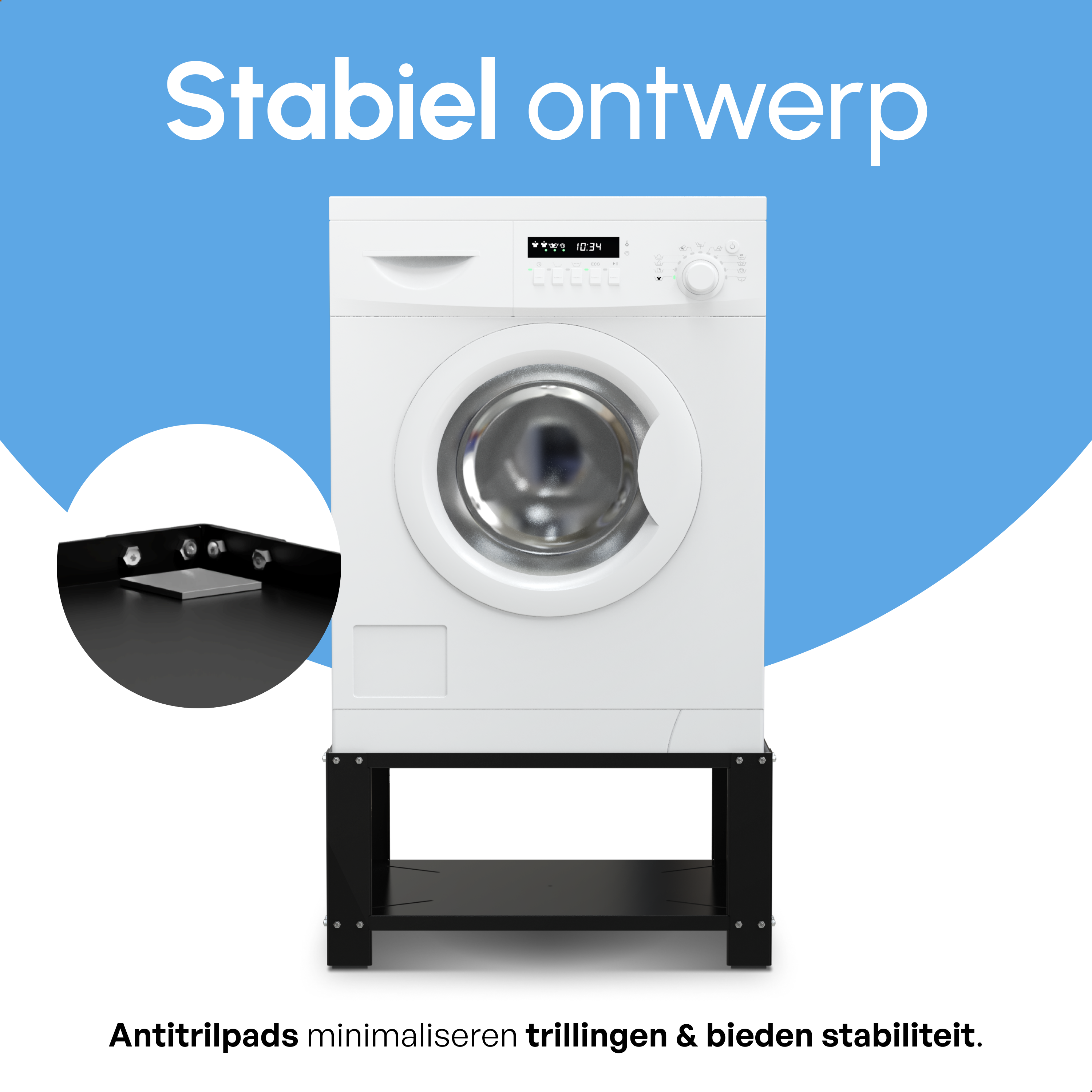Wasmachine Verhoger met Legplank - Zwart
