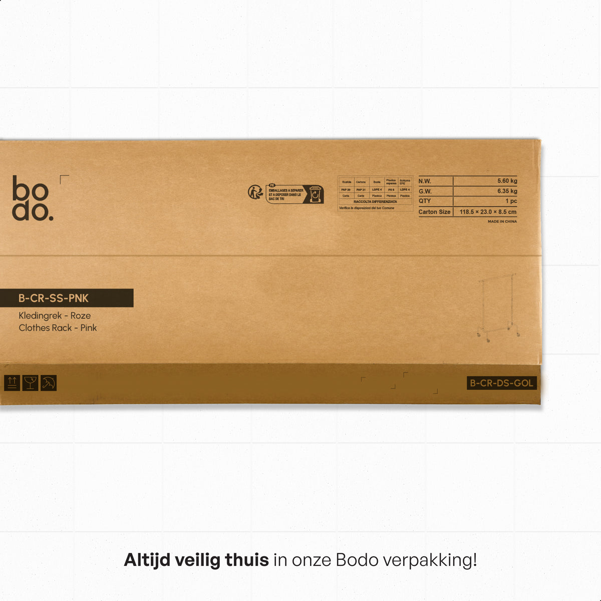 Kledingrek op Wieltjes - Stalen Kledingstang - 110 kg - Roze