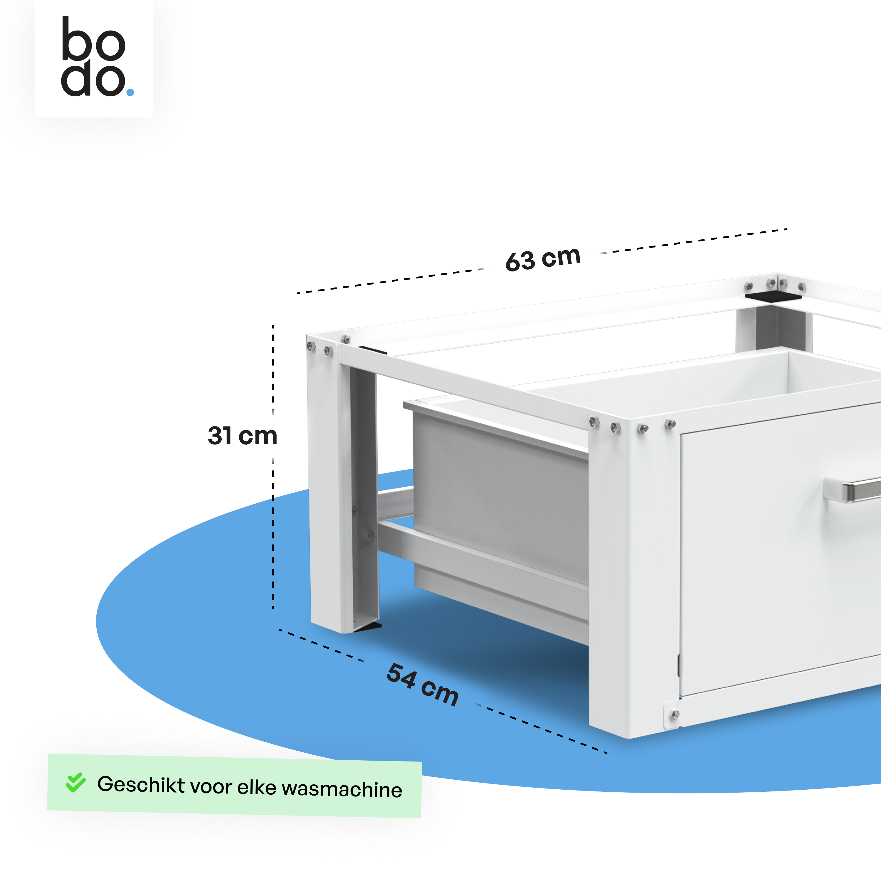 Wasmachine Verhoger Met Opberglade - Wit - Beschadigd/Geretourneerd
