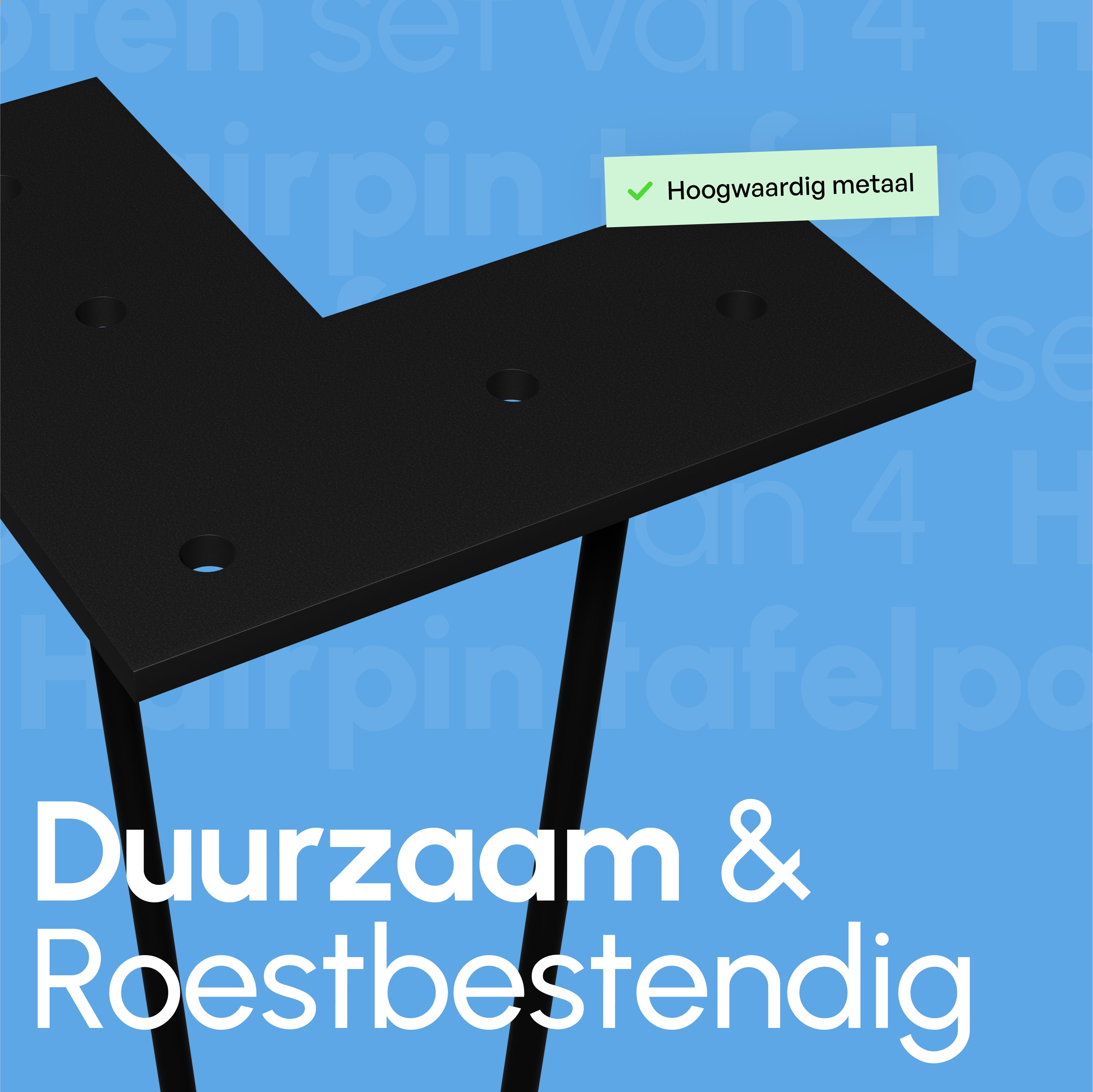 Industriële Hairpin tafelpoten set 4 stuks - 40 cm - Zwart