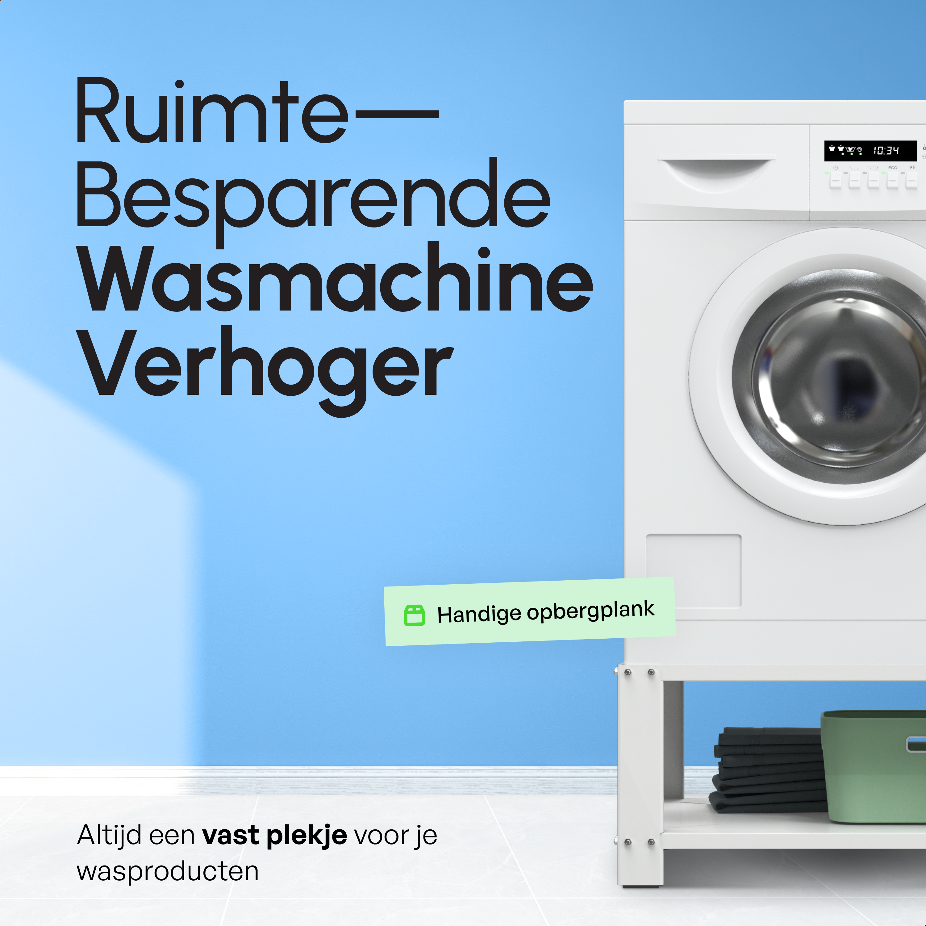 Wasmachine Verhoger met Legplank - Wit