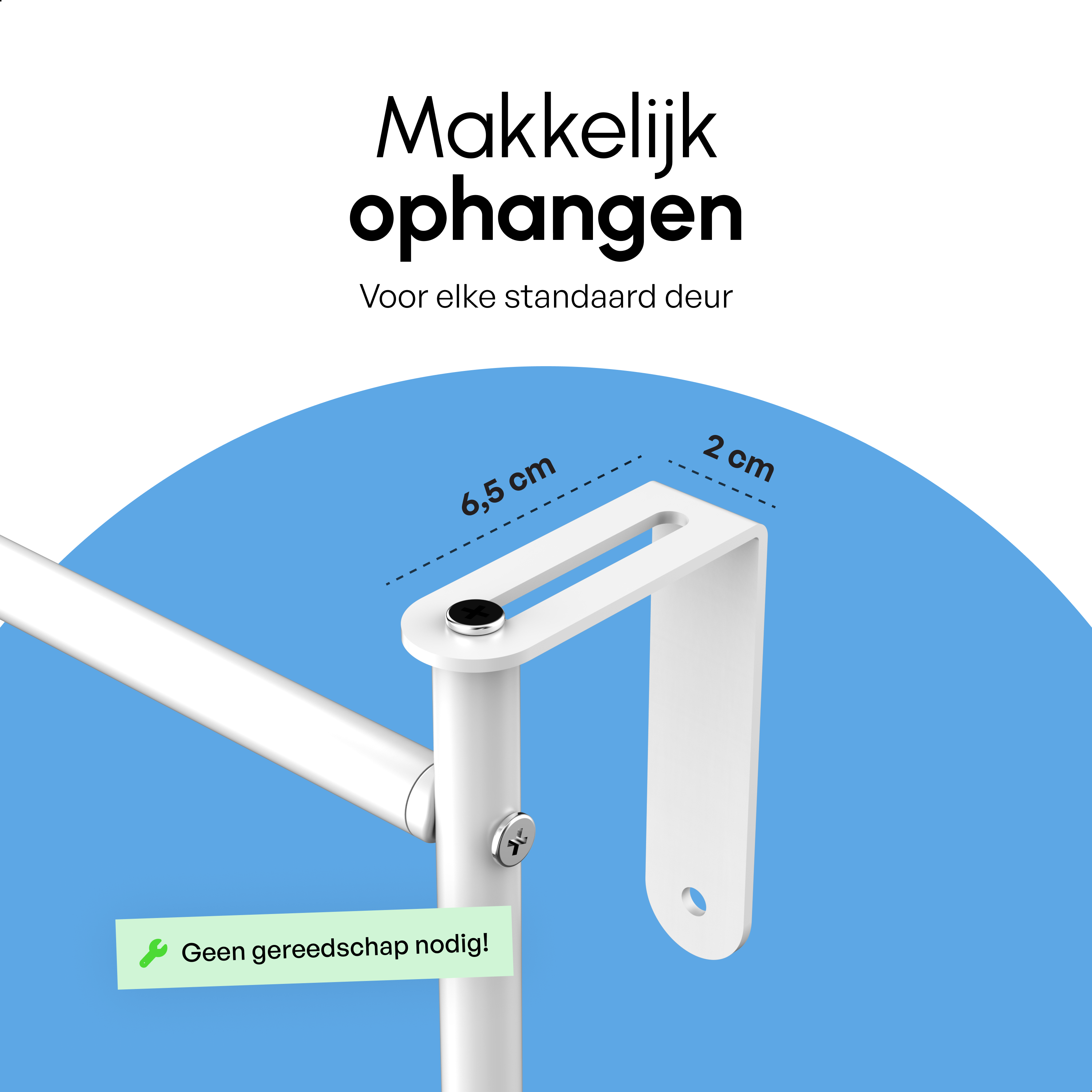 Droogrek Hangend - 10m - Ophangbaar aan Deur of Wand - Wit