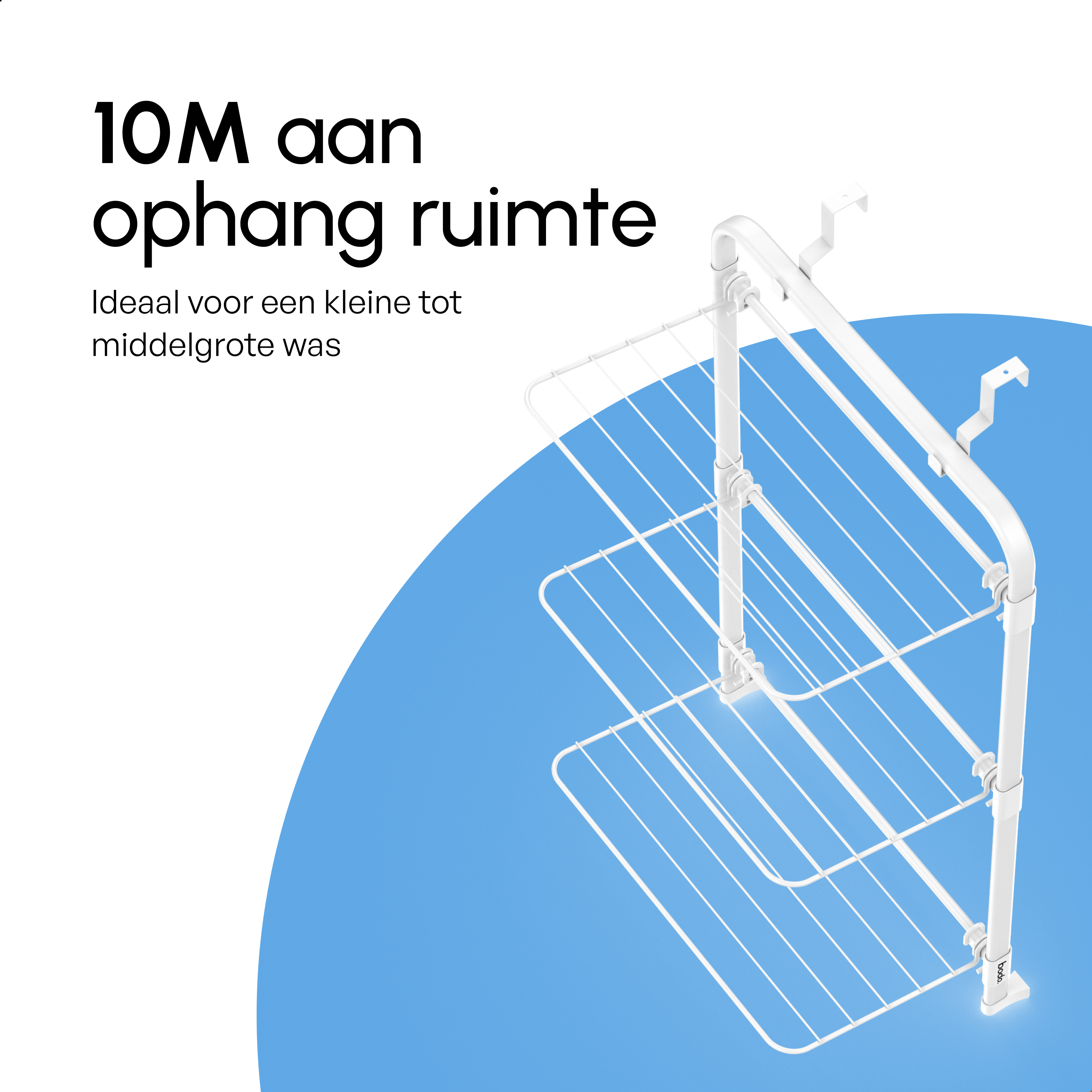 Droogrek Hangend - 10m - Ophangbaar aan Deur of Wand - Wit - Beschadigd/Geretourneerd