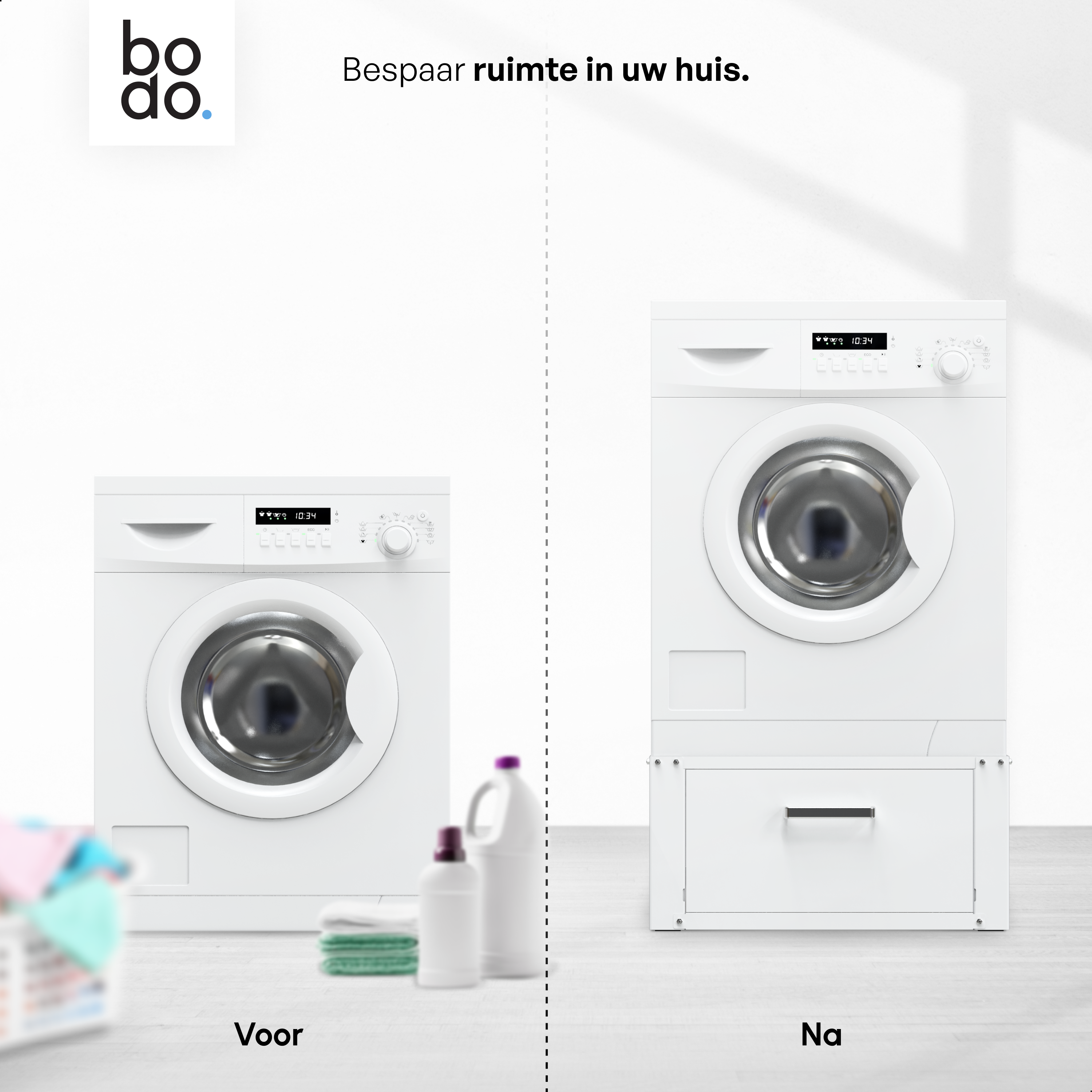 Wasmachine Verhoger Met Opberglade - Wit - Beschadigd/Geretourneerd