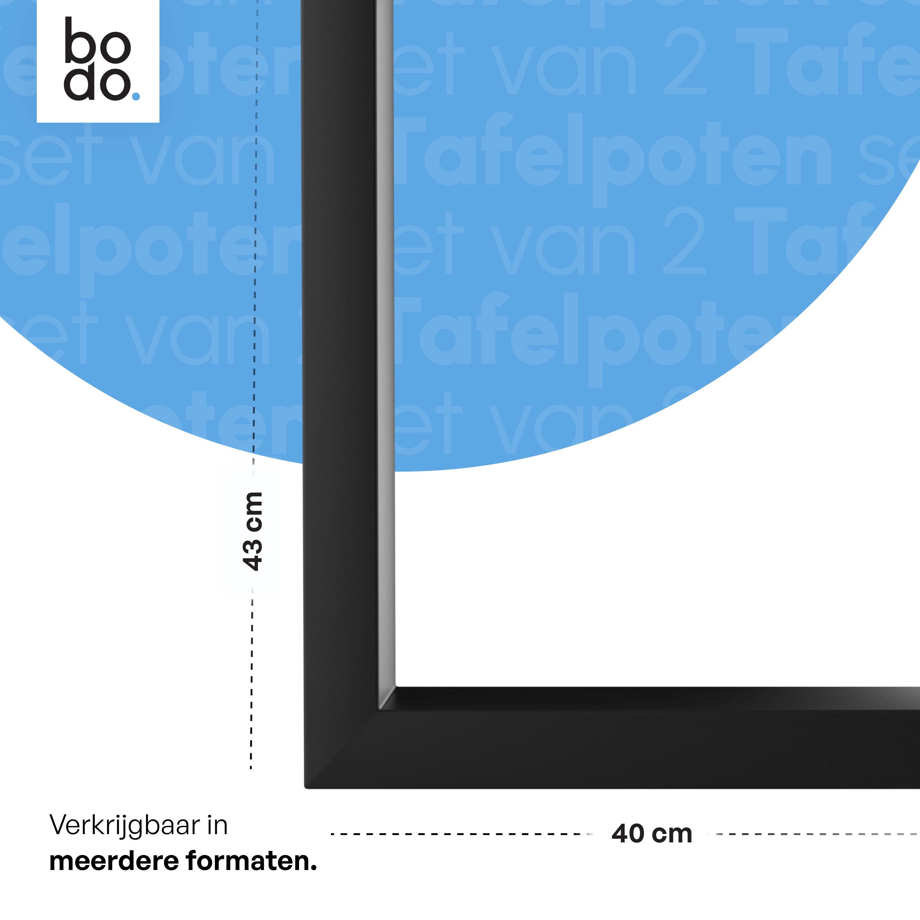 Stalen Onderstel Tafel - Tafelpoten - Set van 2 - U bankpoot 40x43 cm - Mat Zwart