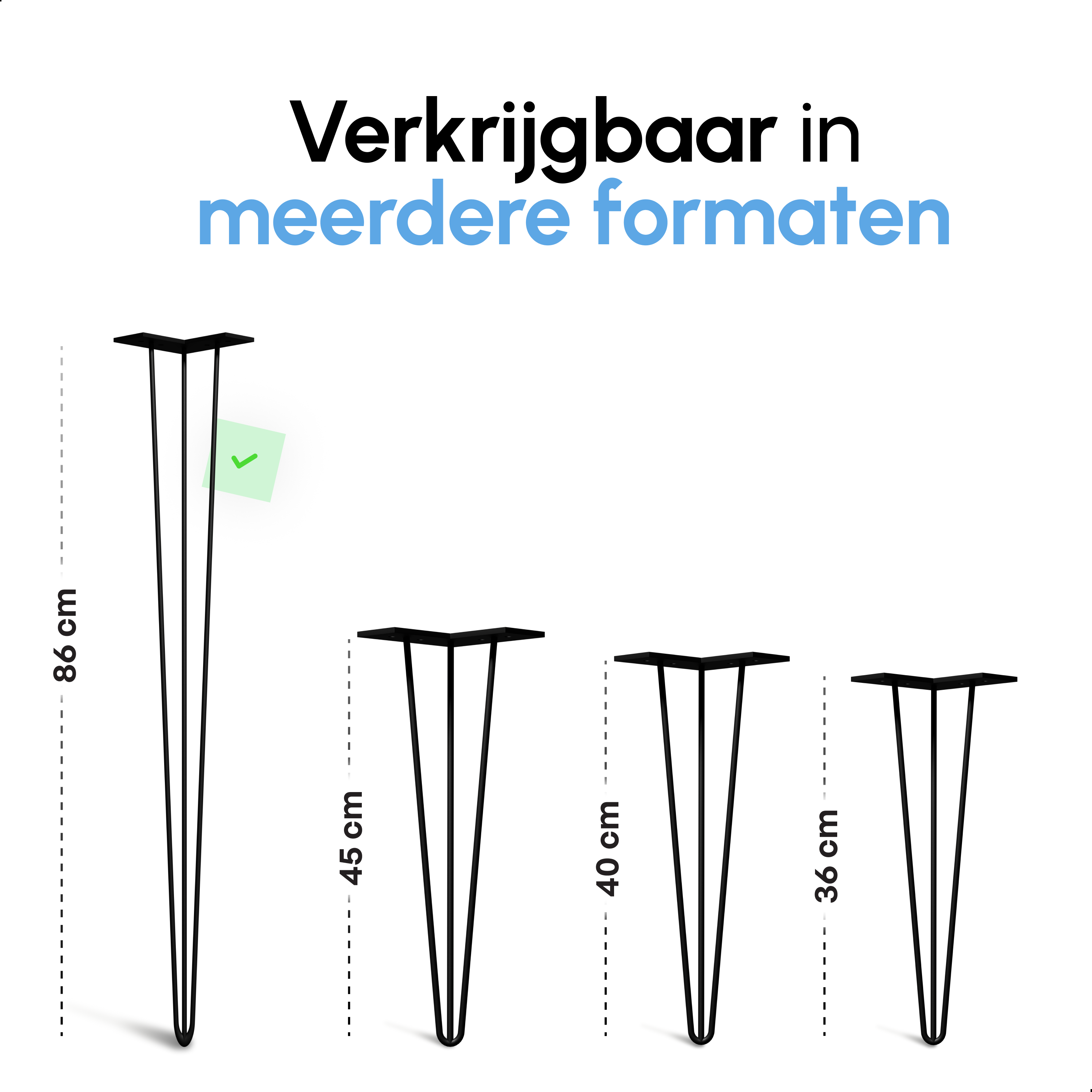 Industriële Hairpin tafelpoten set 4 stuks - 86 cm - Zwart