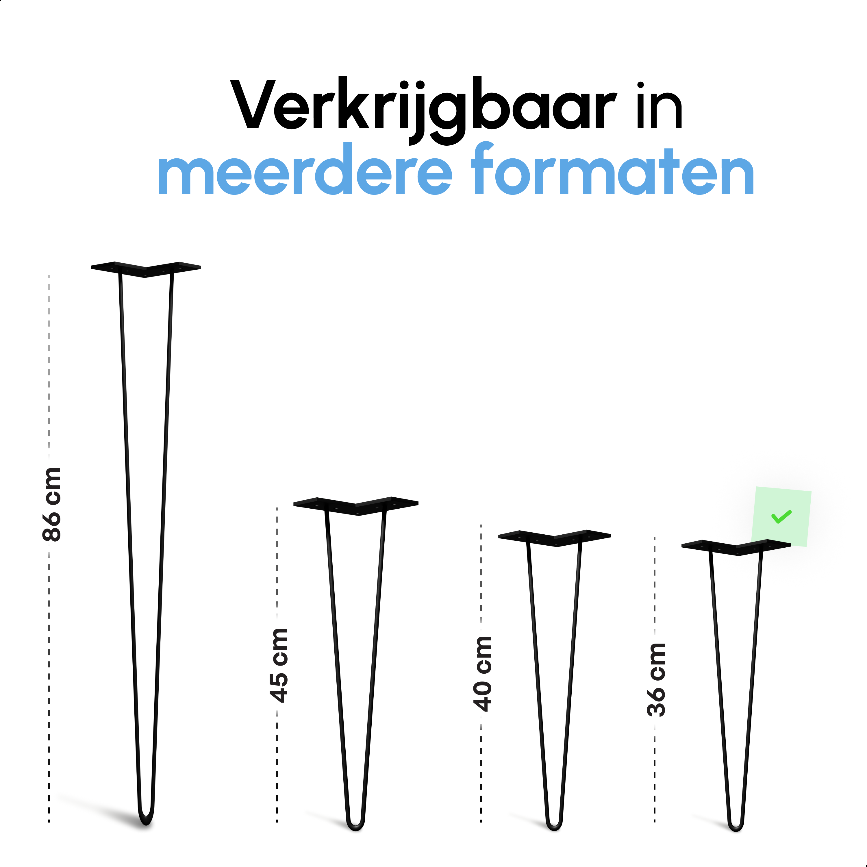 Industriële Hairpin tafelpoten set 4 stuks - 36 cm - Zwart