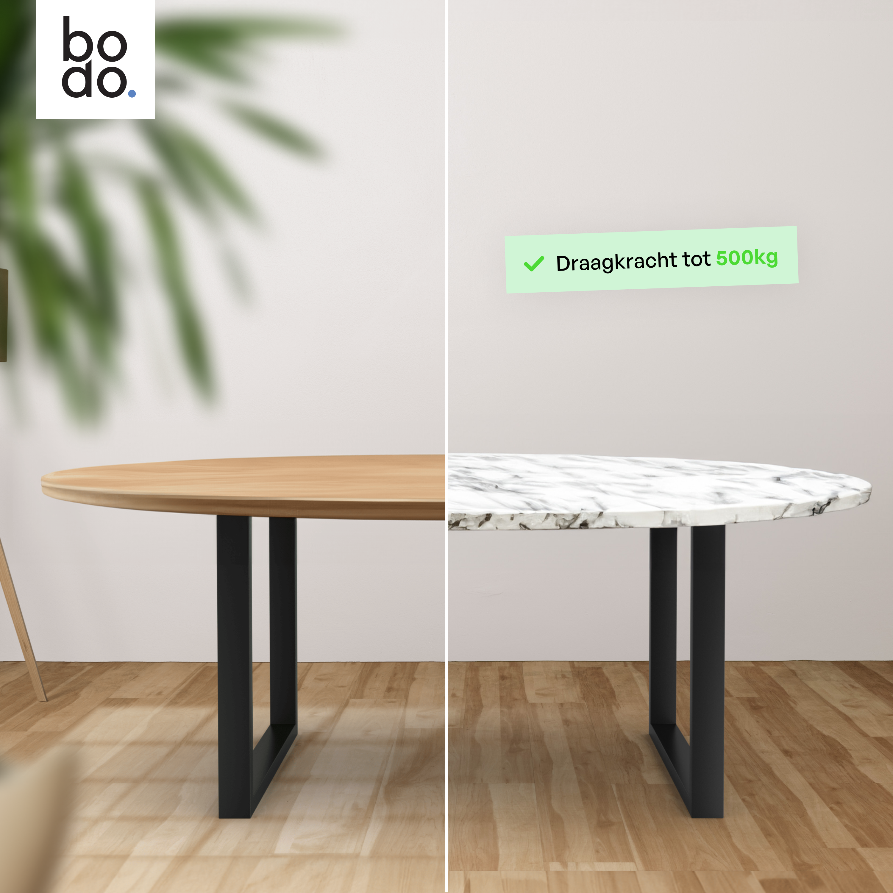 Stalen Onderstel Tafel - Tafelpoten - Set van 2 - U bankpoot 80x72 cm - Mat Zwart
