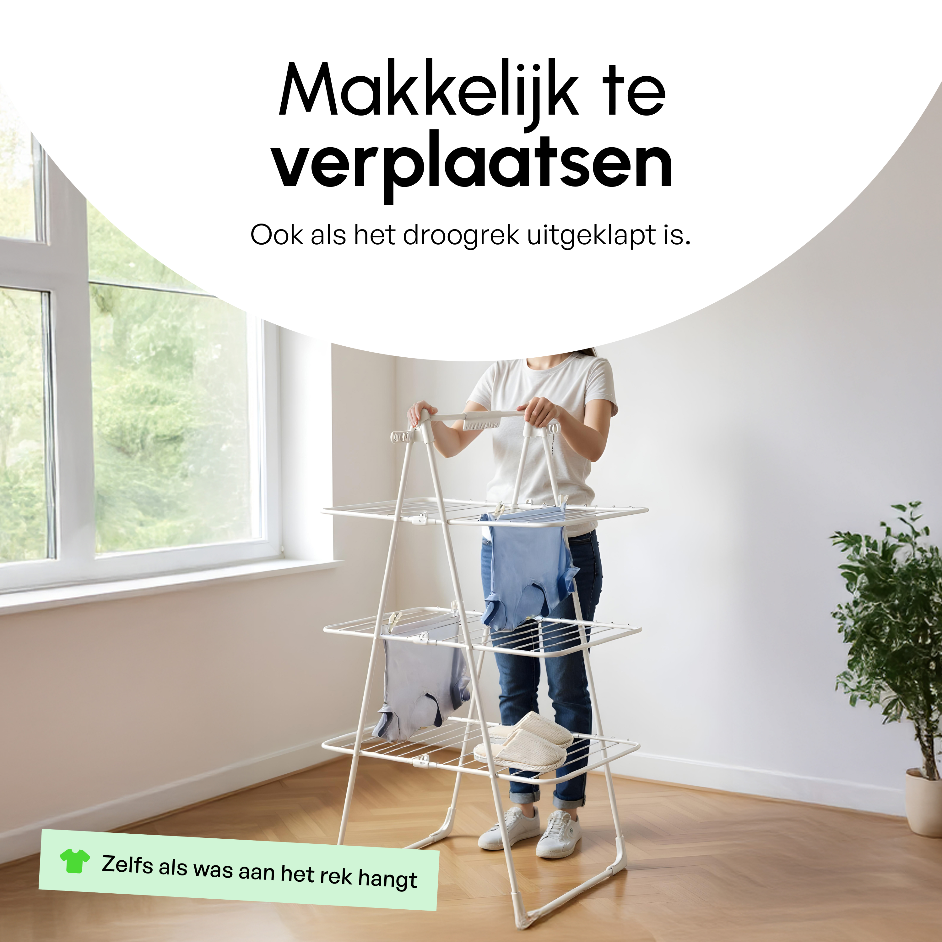 Inklapbare Droogtoren - Staand Wasrek met 3 Niveaus - Wit