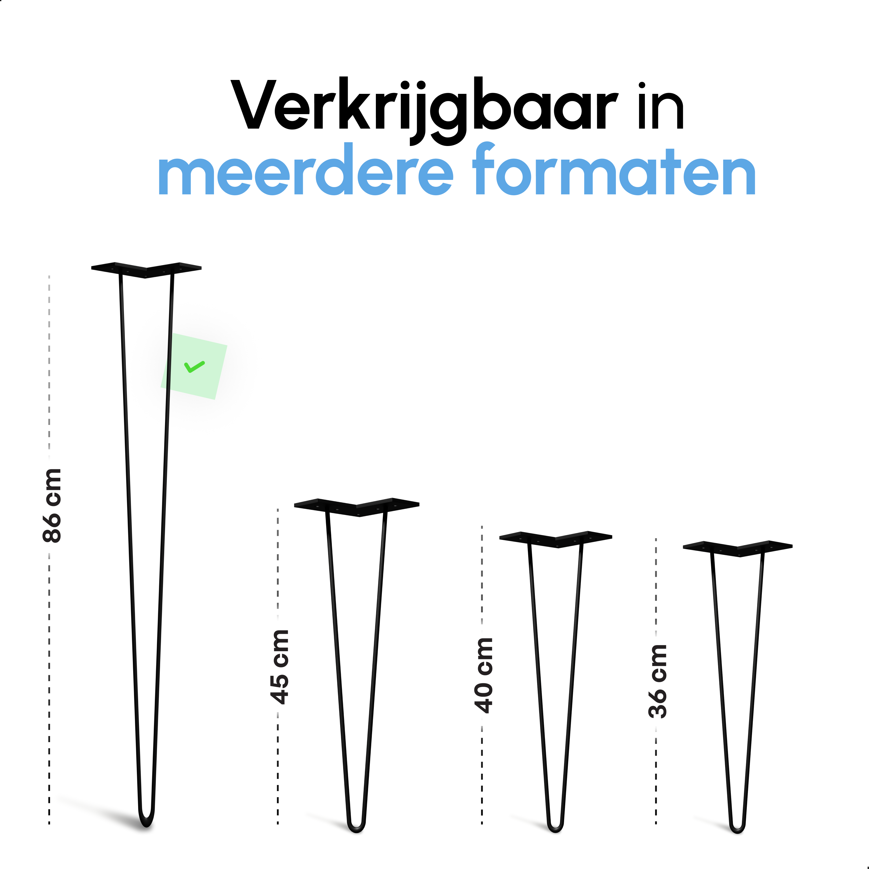 Industriële Hairpin tafelpoten set 4 stuks - 86 cm - Zwart