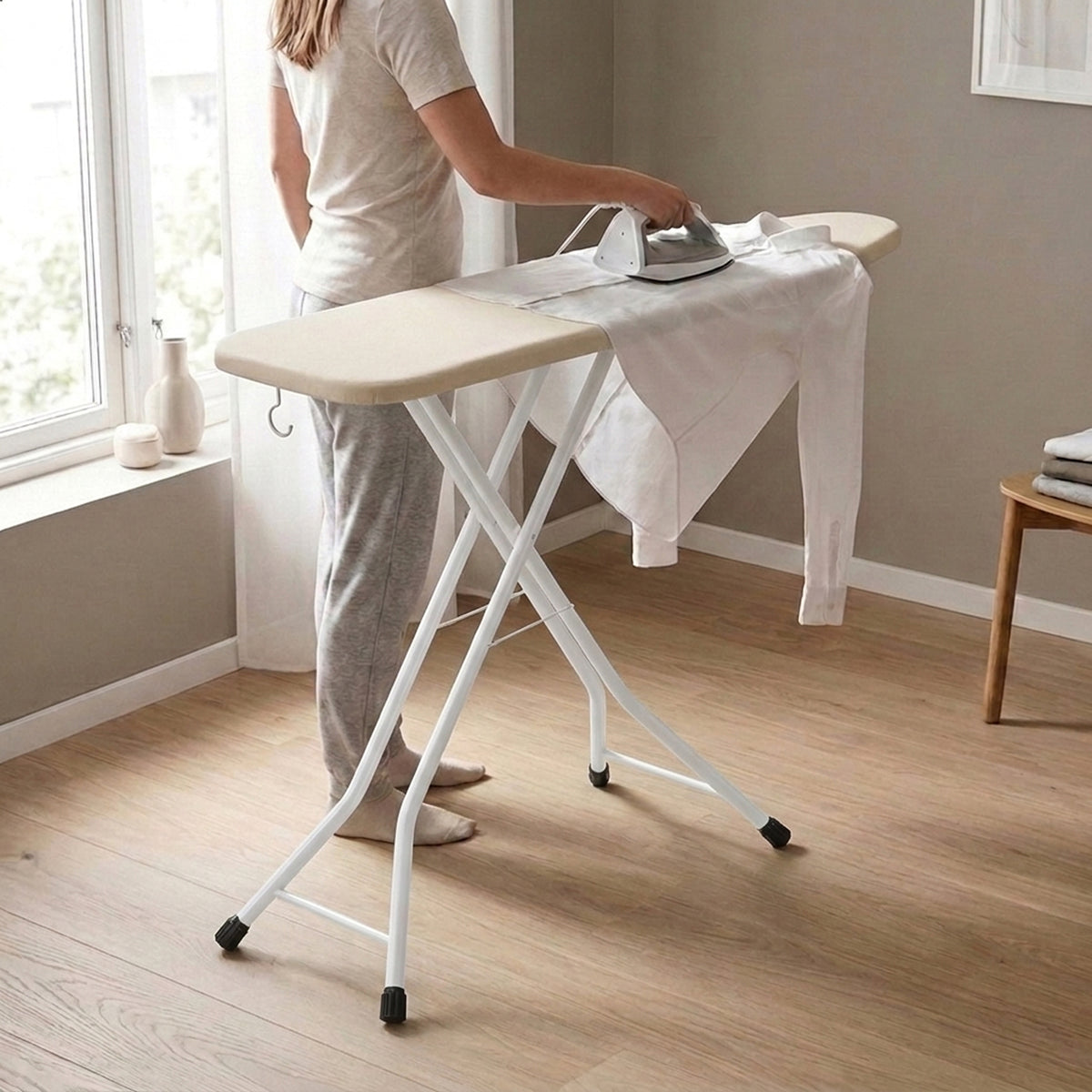 Strijkplank 135x46 cm - Verticaal Stomen - Ascend Flex - Crème