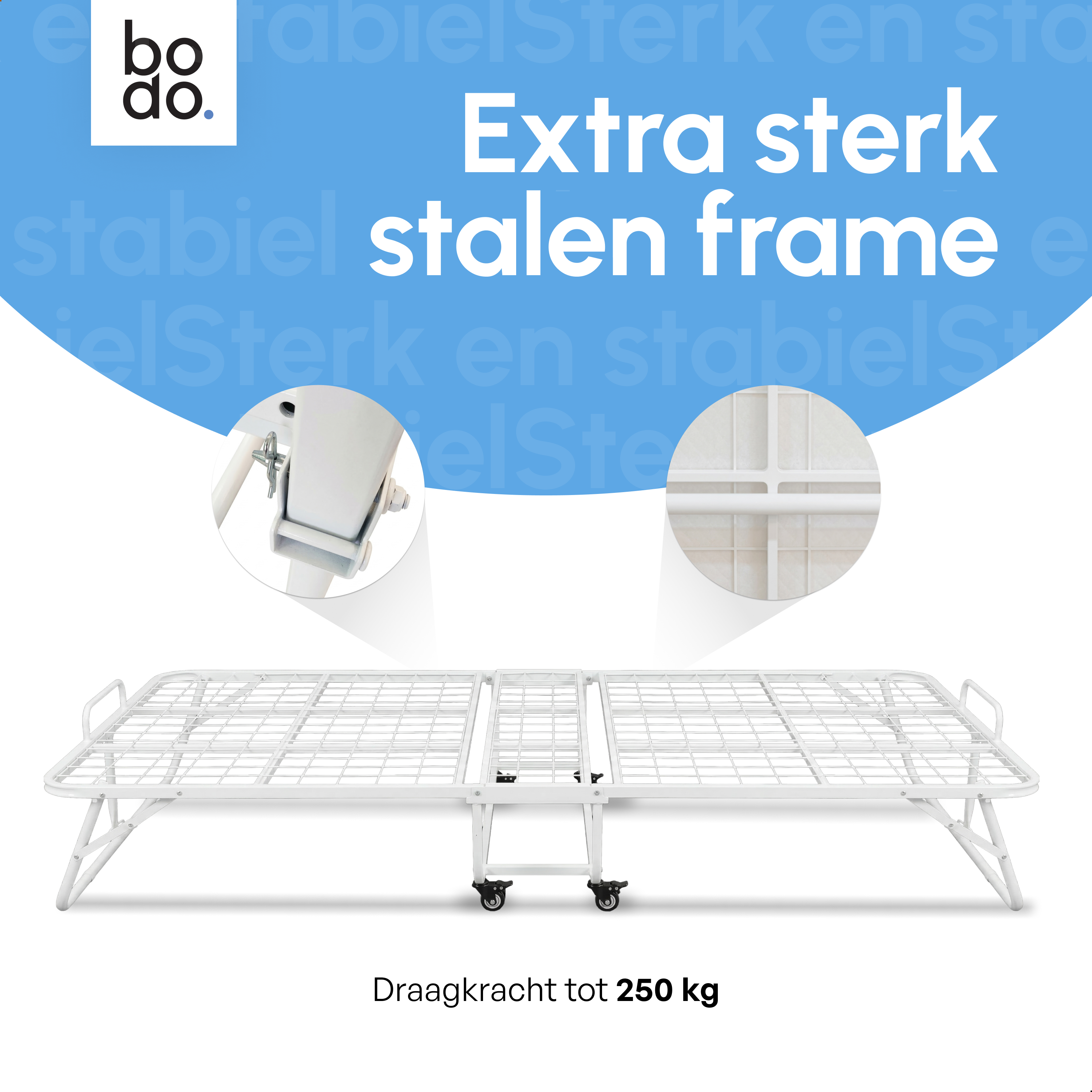Logeerbed 120×200 met Matras - Vouwbed - Luxe - tot 250 kg - Wit