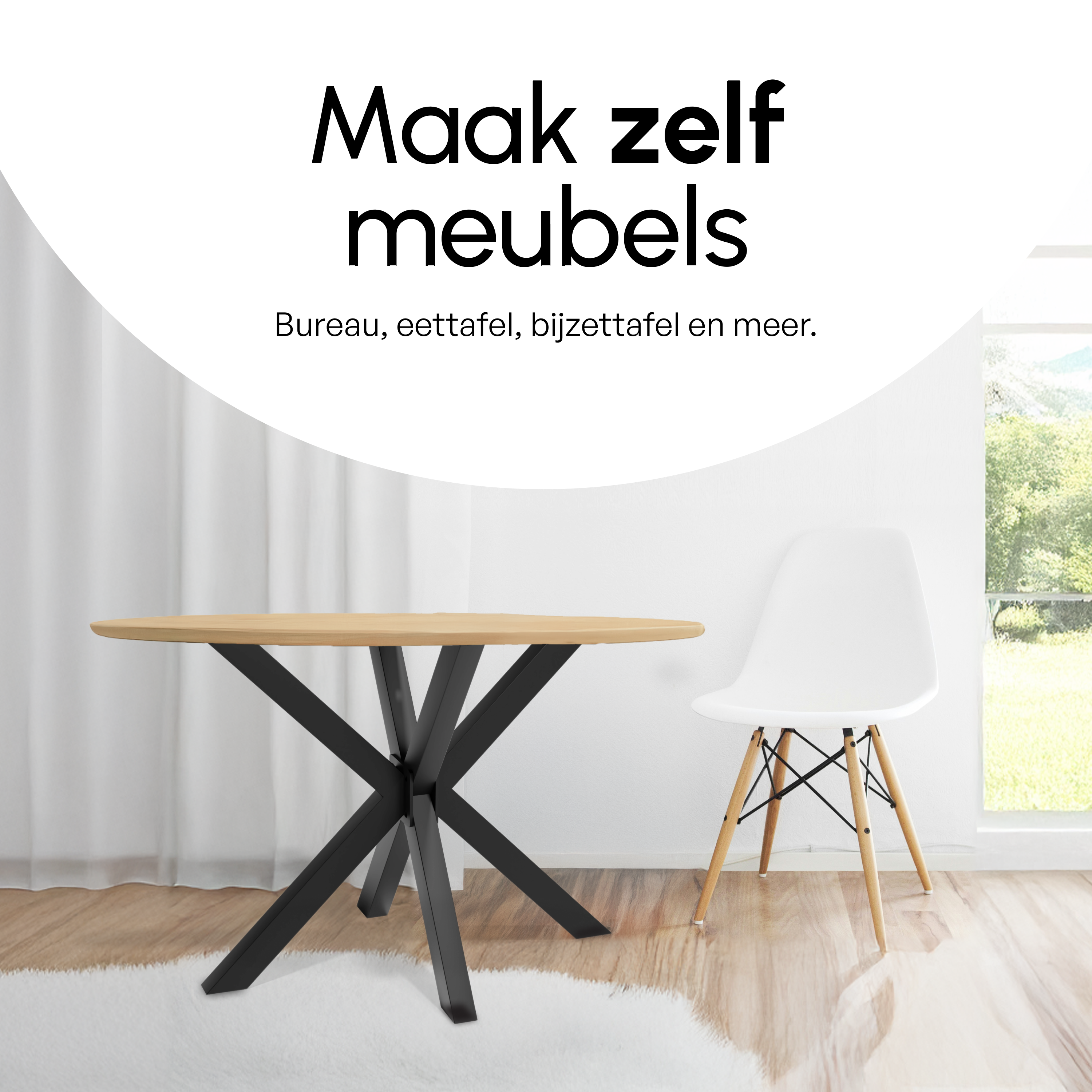 Tafelpoten - Stalen onderstel X 71x85x85cm Set - Matrix - poot Oberau