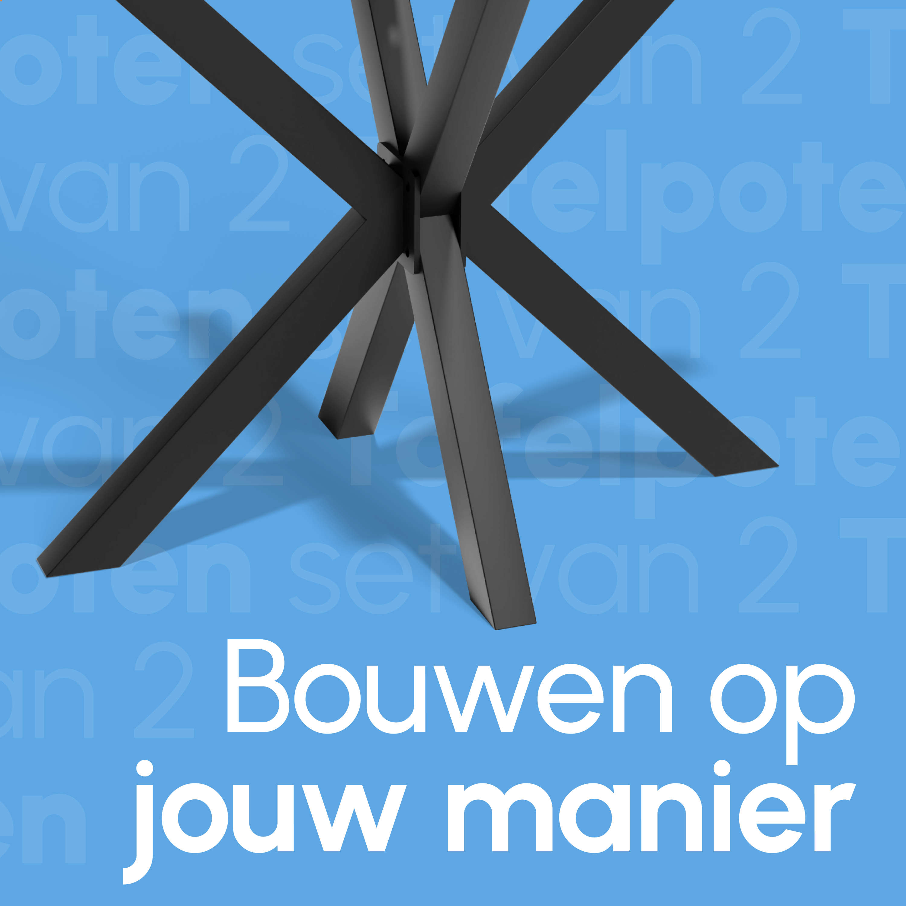 Tafelpoten - Stalen onderstel X 71x85x85cm Set - Matrix - poot Oberau