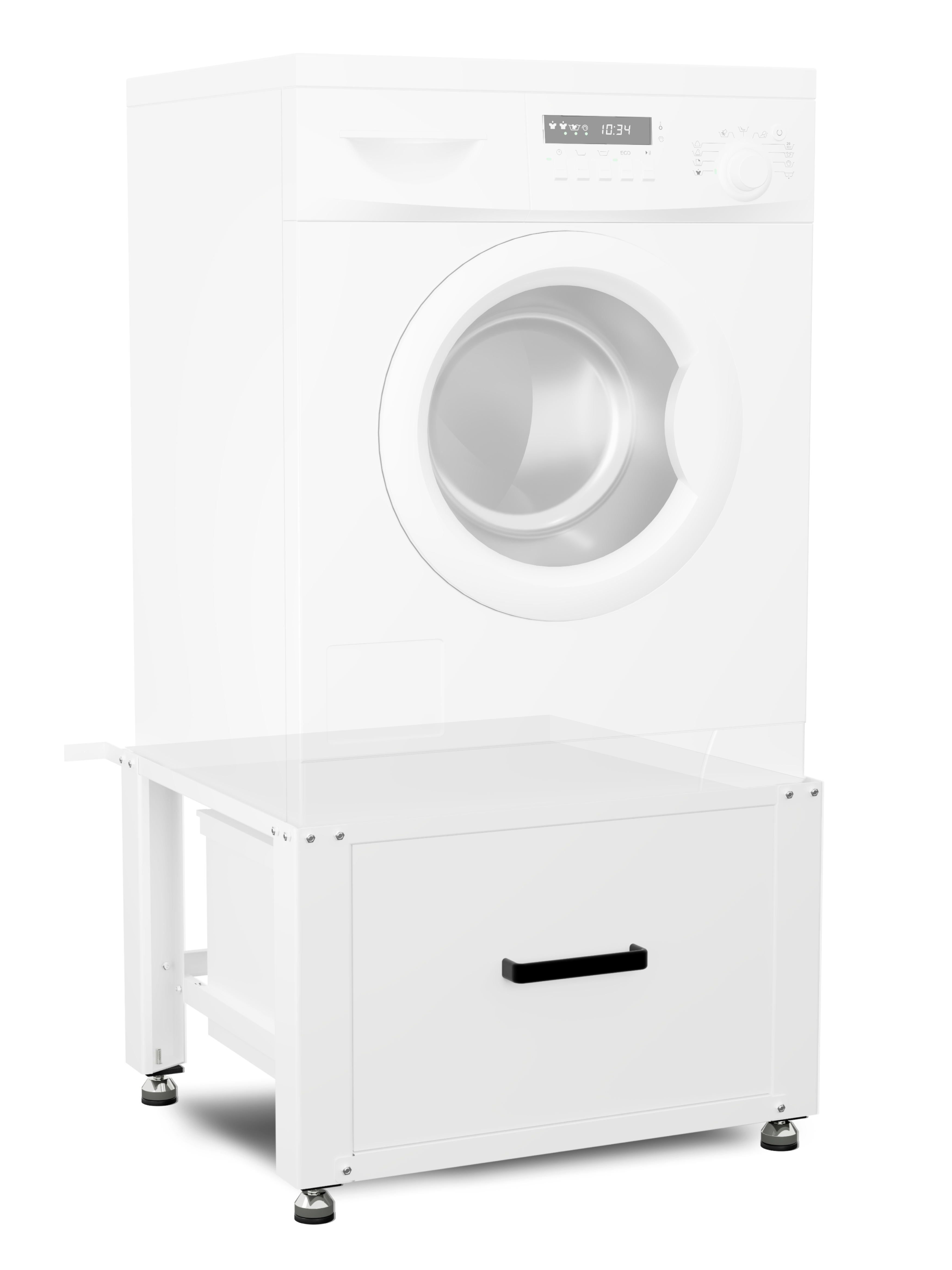 Wasmachine Verhoger met Opberglade - Wit - 61x58x48 cm