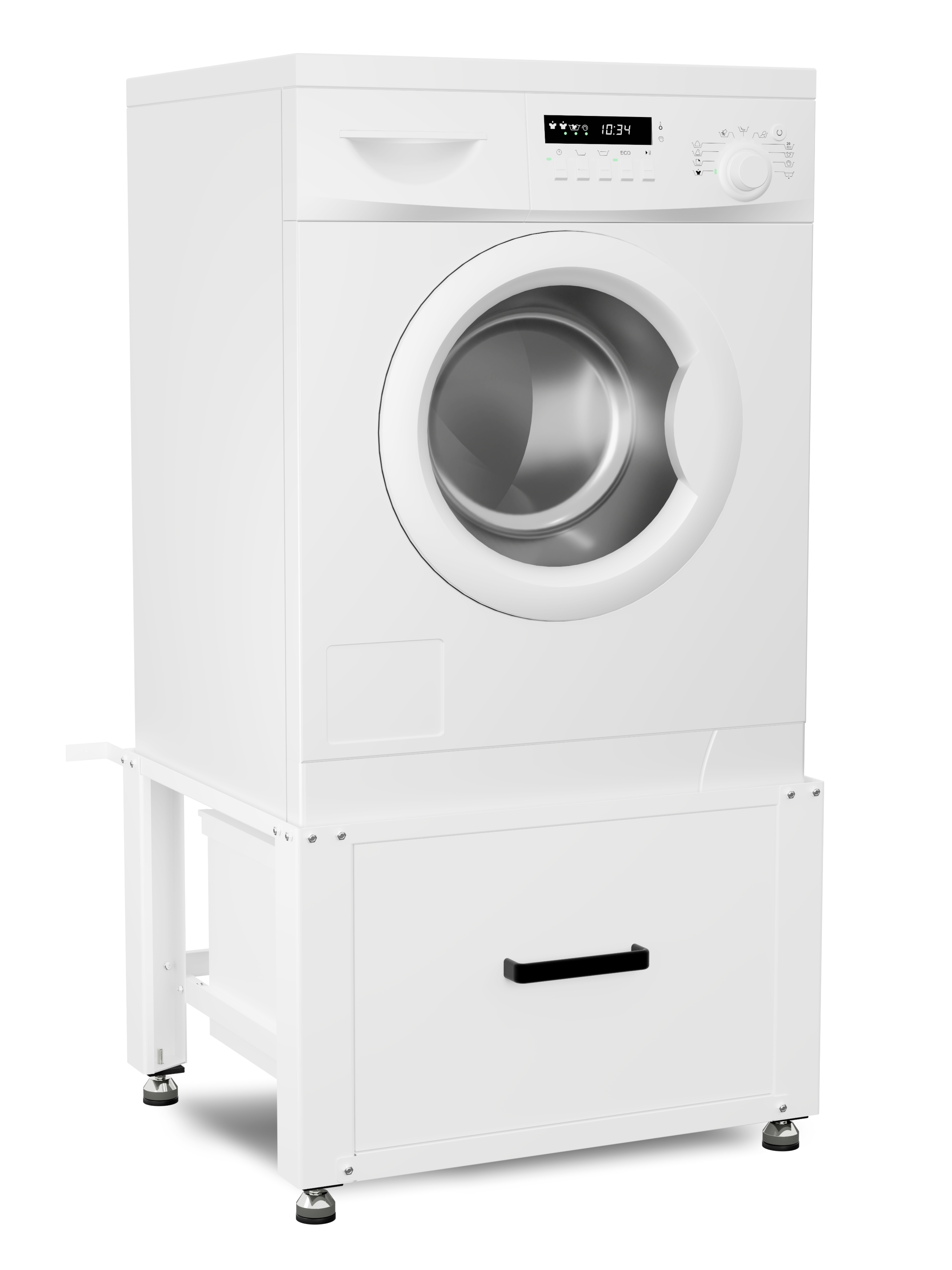 Wasmachine Verhoger met Opberglade - Wit - 61x58x48 cm