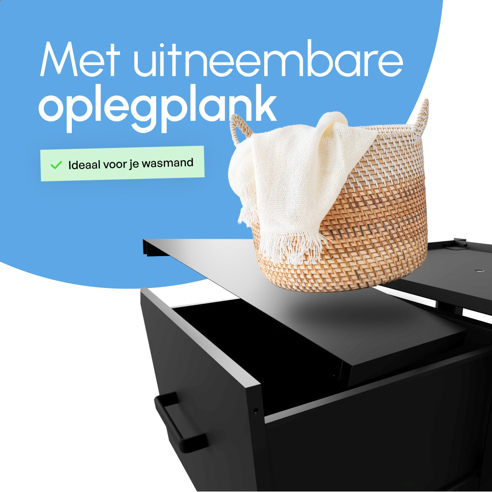 Wasmachine Verhoger met Opberglade - Zwart - 61x58x48 cm