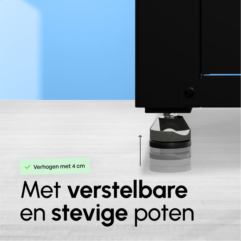 Wasmachine Verhoger met Opberglade - Zwart - 61x58x48 cm